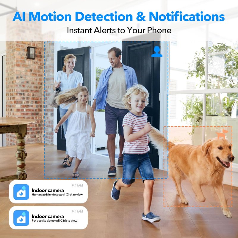 OZHGQ 2K Cameras for Home Security Dual-Band 5G/2.4GHz WiFi Indoor Camera Baby Monitor & Pet Camera for Dog Cat Elder AI Motion Detect 2-Way Audio Night Vision 24/7 Local Recording SD Cloud Storage
