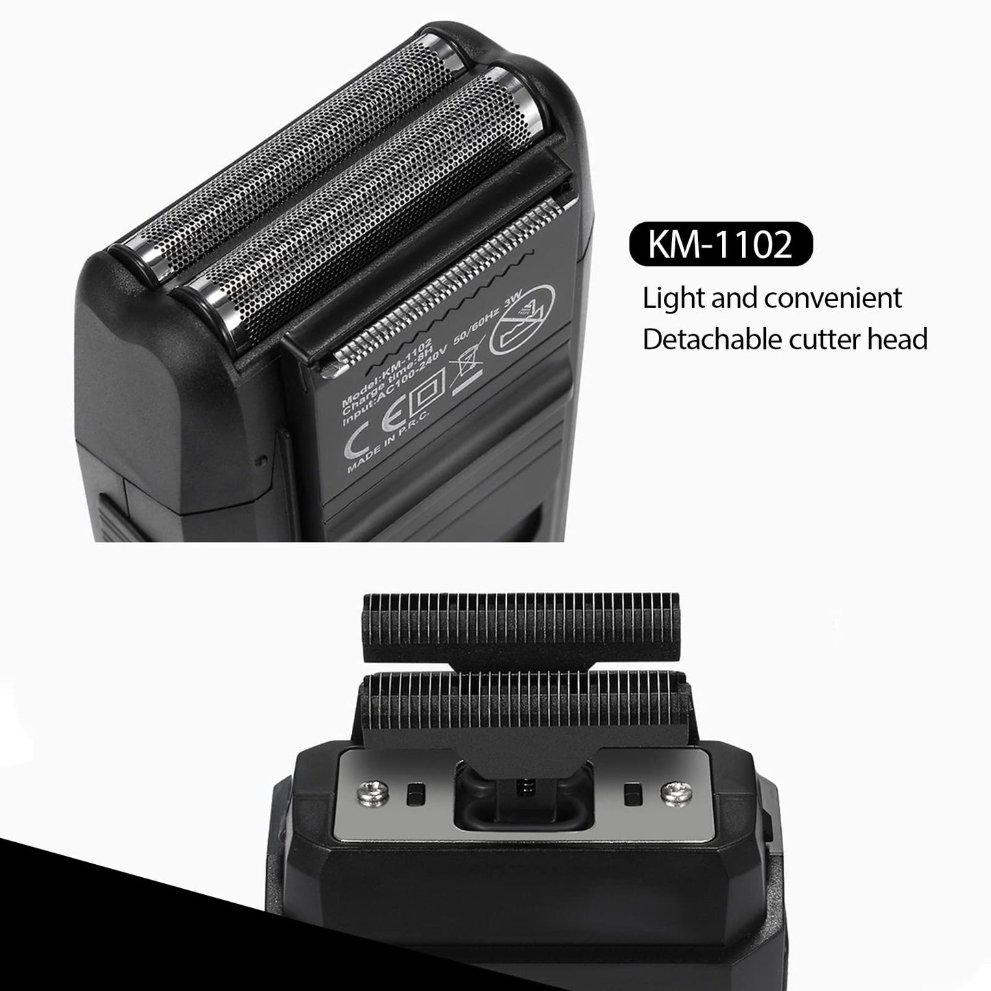 kemei Men's Reciprocating Cordless Razor Razor Electric Rechargeable Razor Precision Beard Sideburn Trimmer Razors Twin Blade Multifunction Grooming Razor…