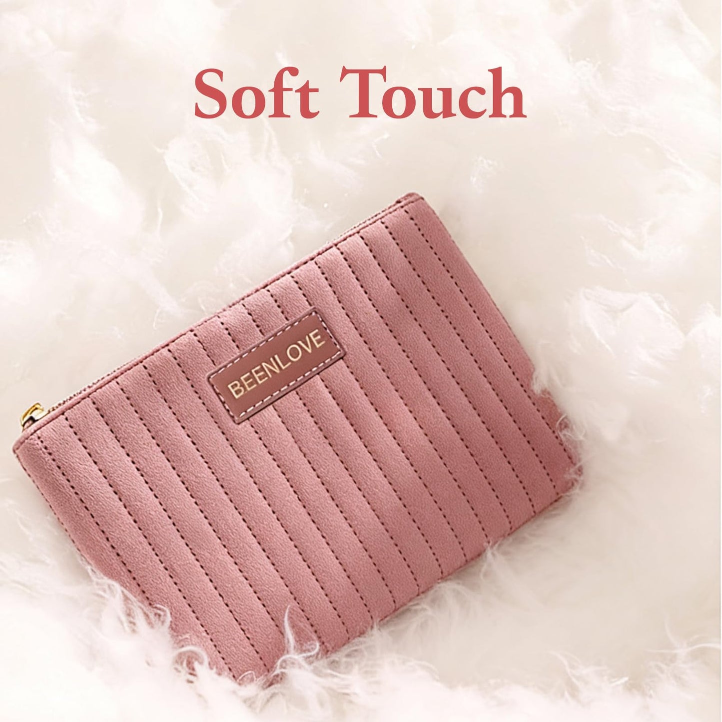 Duleylv Makeup Bag for Purse Small Cosmetic Bag Small Makeup Pouch with Zipper Soft Makeup Organizer Bag for Women Pink