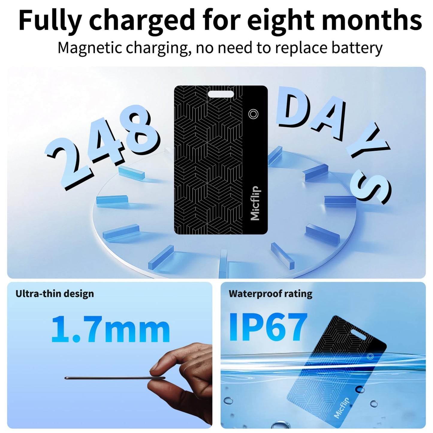 MICFLIP MFi Certified Wallet Tracker Card, Works with Apple Find My