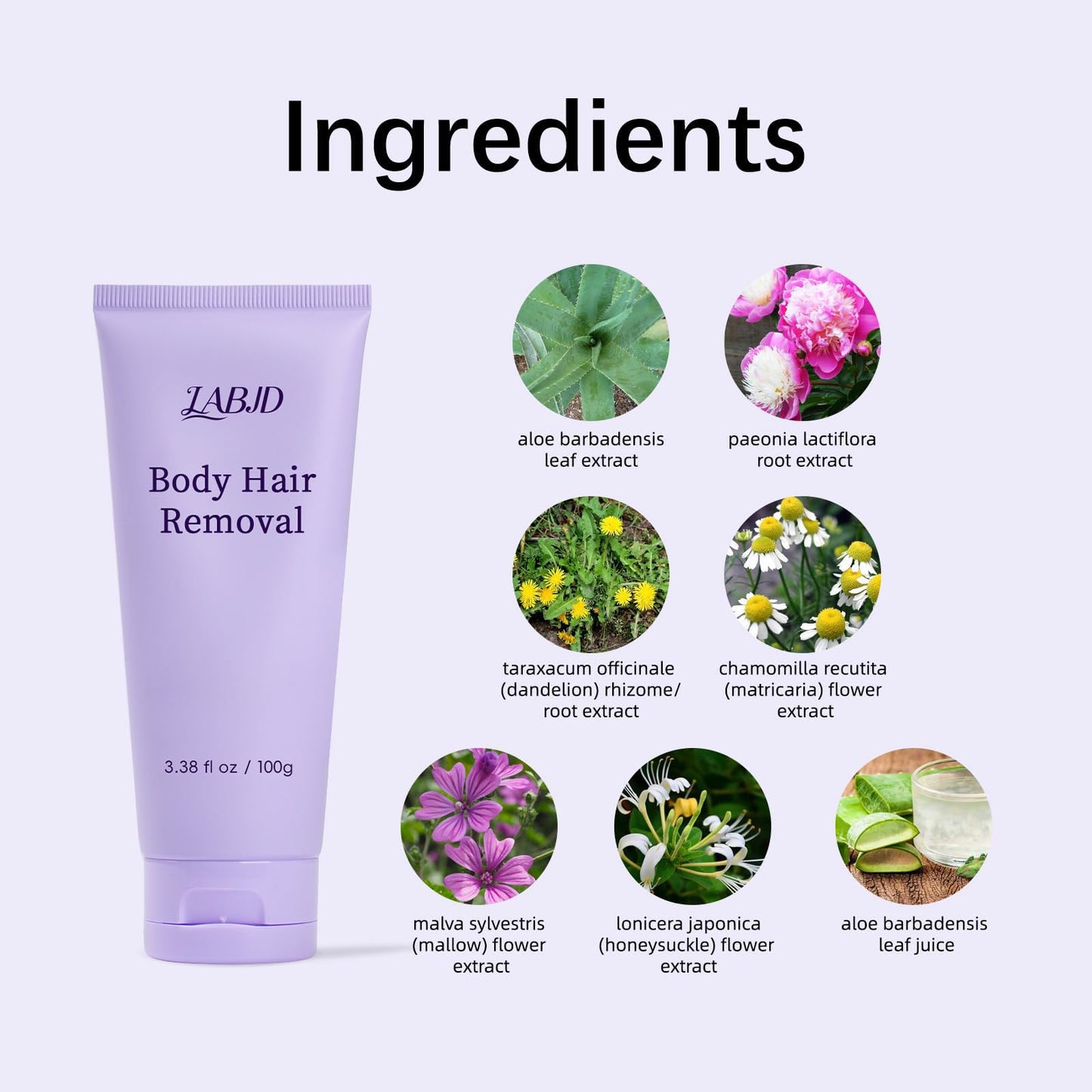LABJD Gentle Body Hair Removal Cream-Pain free Hairs Removal Cream for Sensitive Skin with a Neutral Formula for Hair Removal and Skincare 2-in-1,Durable and Smooth for Men and Women