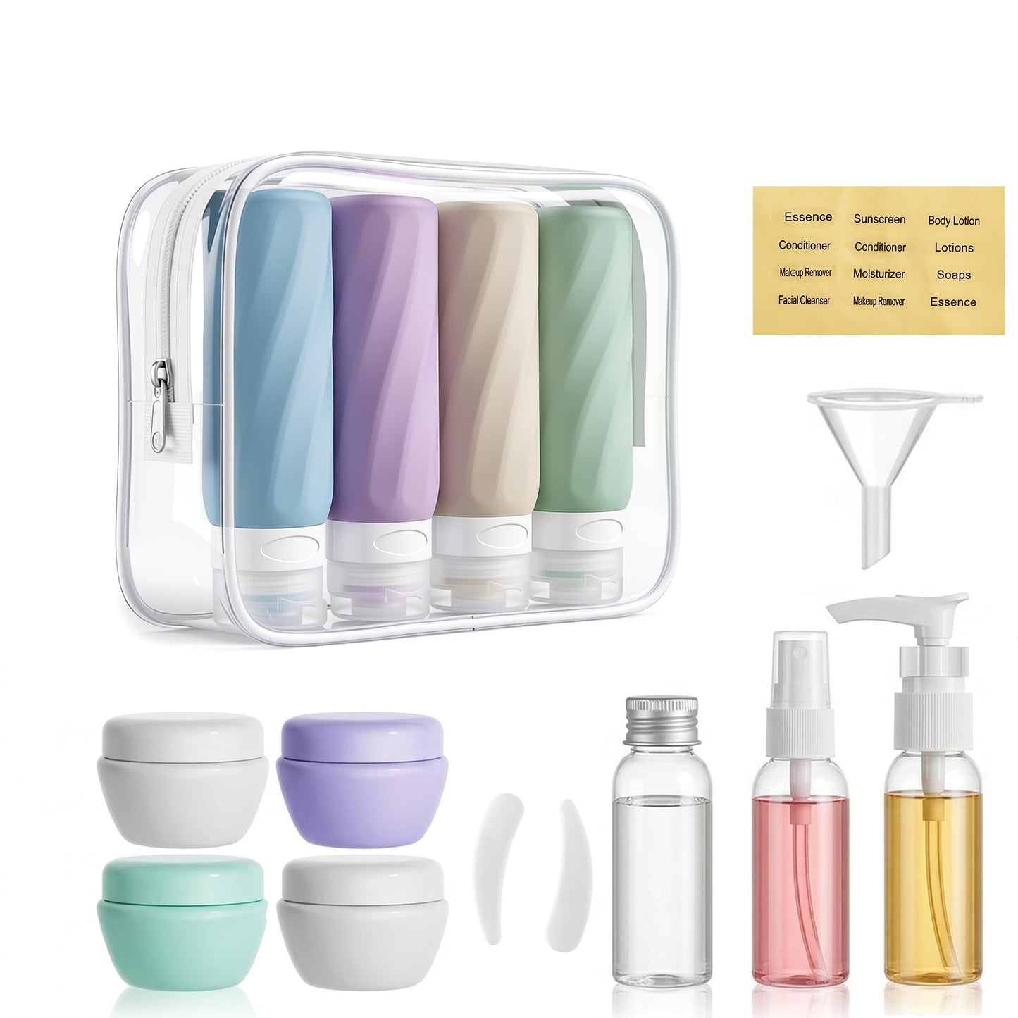 Xictuwey 16 Pack Travel Bottles for Toiletries, TSA Approved 3oz Leak Proof Refillable Silicone Squeezable Containers Kit for Shampoo Lotion Conditioner with Toiletry Bag