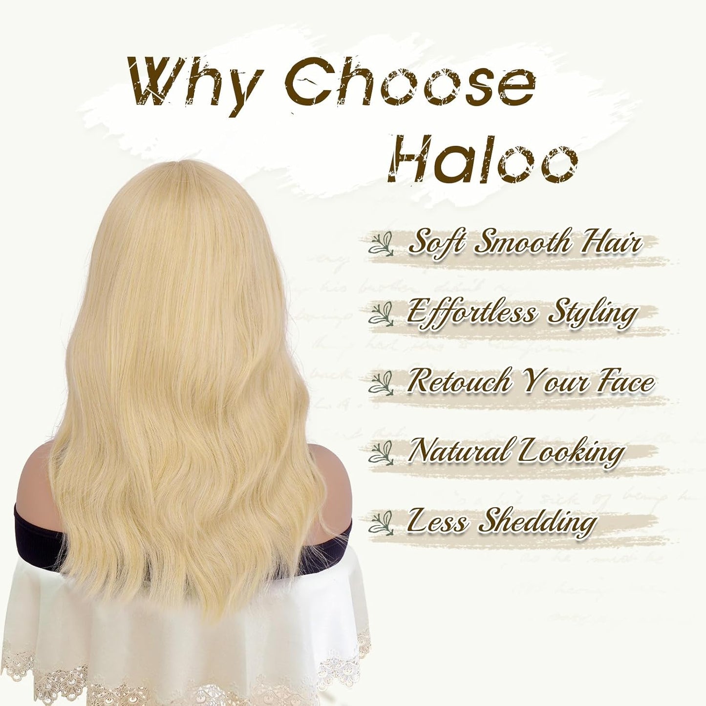 Blonde Wigs with Bangs - 19 Inch Natural Wavy Synthetic Hair | Heat Resistant Medium Length for Daily Wear