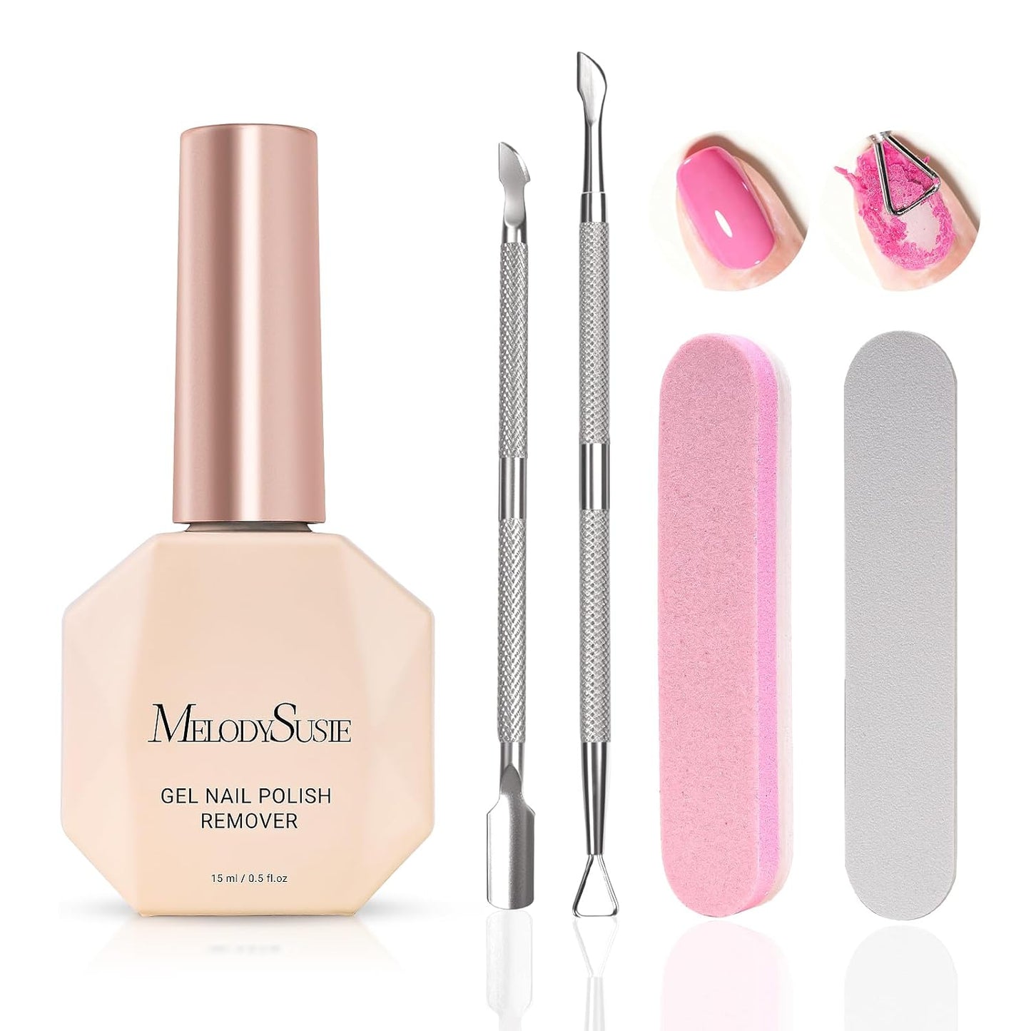 Gel Nail Polish Remover Kit - Quick 5-Minute Removal, No Soaking Needed | 15ml