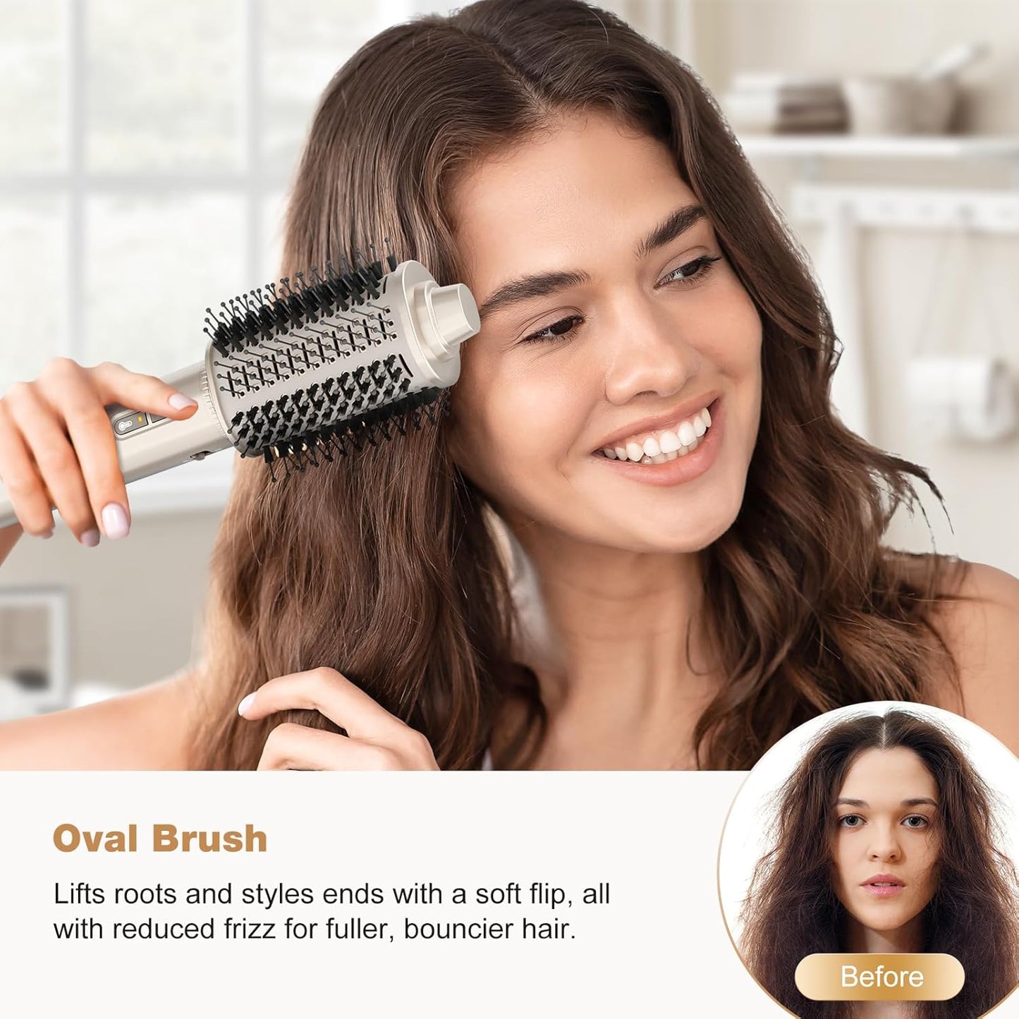 7MAGIC 7-in-1 Hot Air Styler - Versatile Hair Dryer Brush with Auto-Wrap Curlers | Fast Drying & Volumizing, Champagne Gold