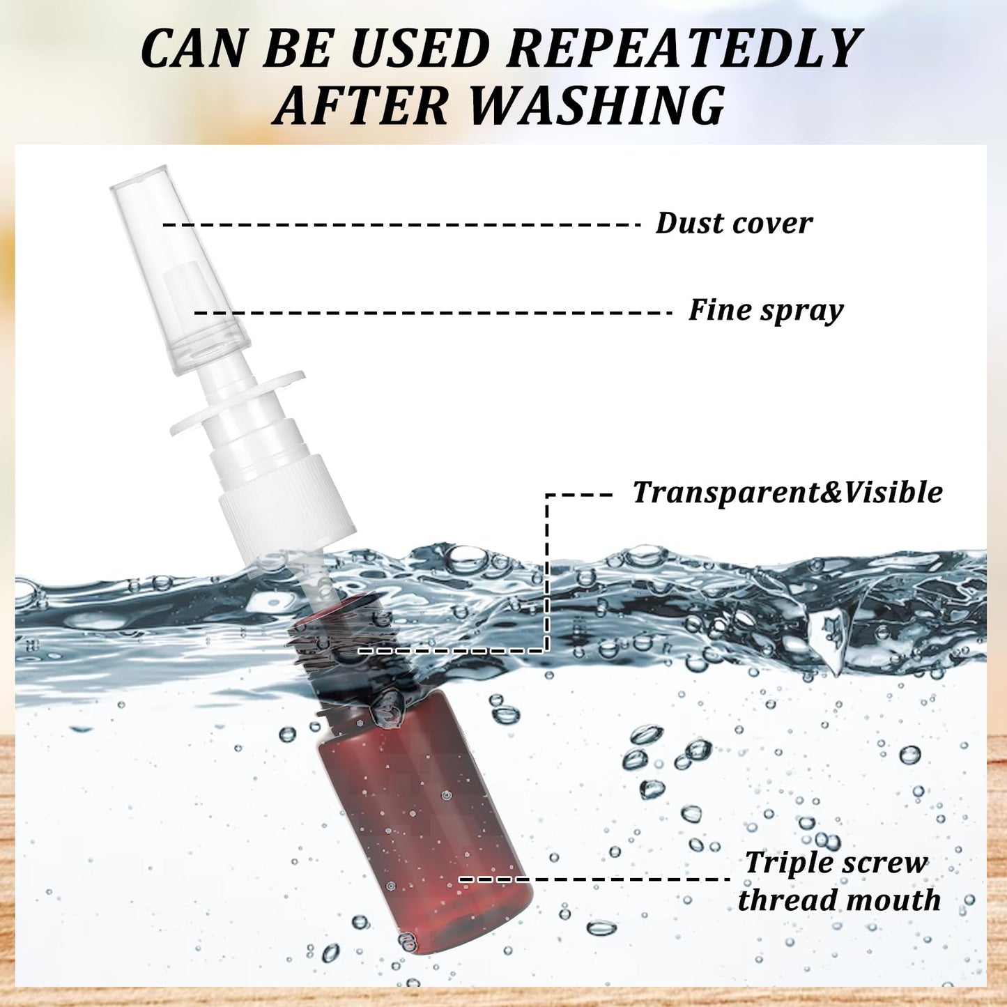 Josojoou 10ML Nasal Spray Bottle 10 Pcs Fine Mist Sprayers Bottles Refillable Atomiser Empty Nose Spray Bottle for Perfume Essential Oils Wound Disinfectant(Brown)