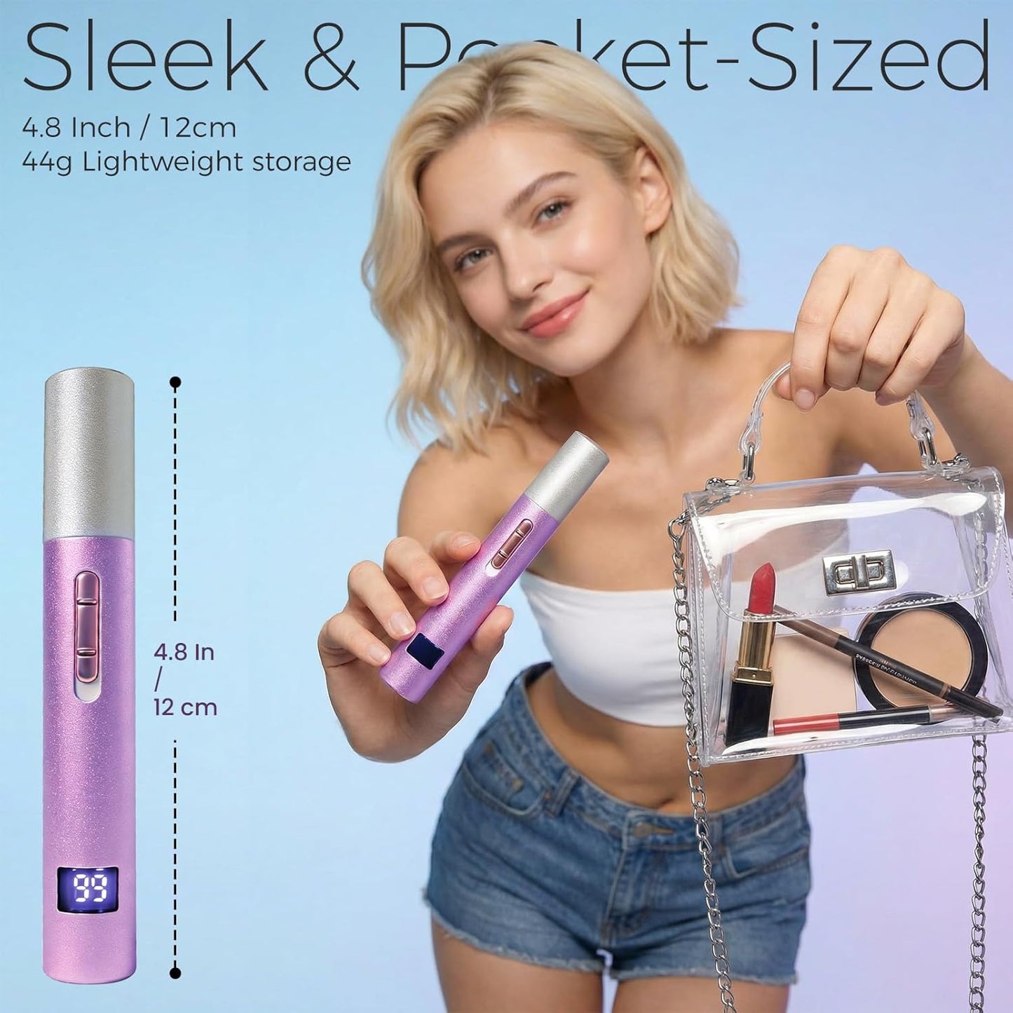 LED Display Eyebrow & Nose Hair Trimmer - Rechargeable 2 in 1 Painless Clipper for Men & Women | Easy Cleansing, Purple