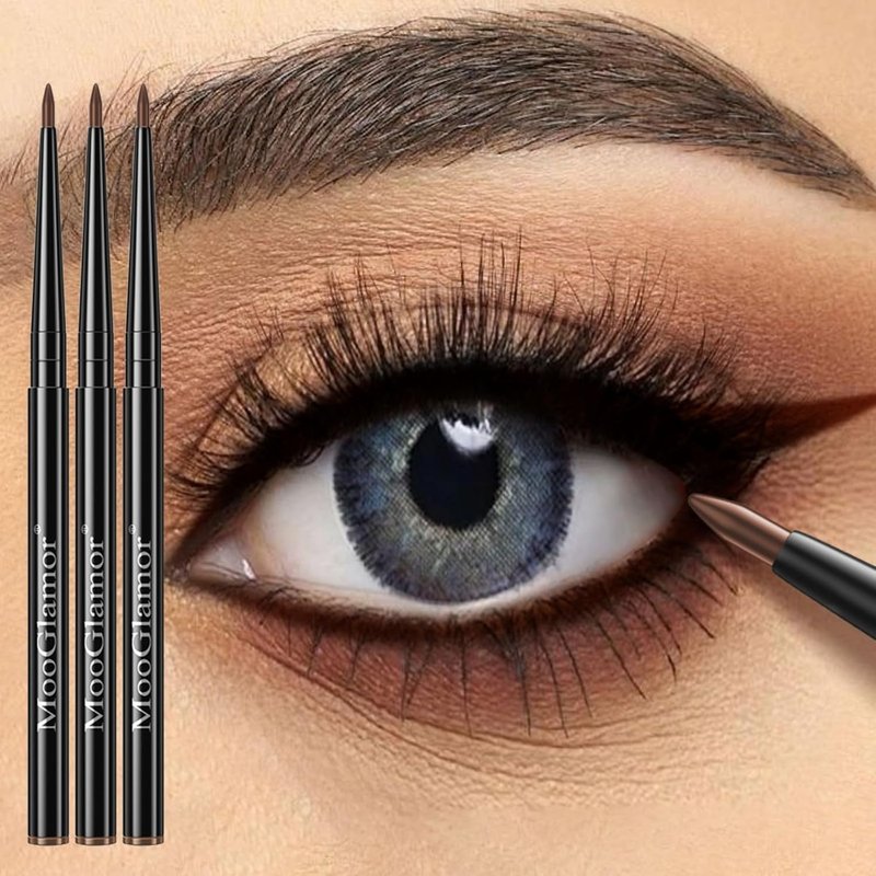 12 Pcs Gel Eyeliner Pencil Set - Waterproof Retractable Eye Liner for Bold Definition | 6 Brown & 6 Black