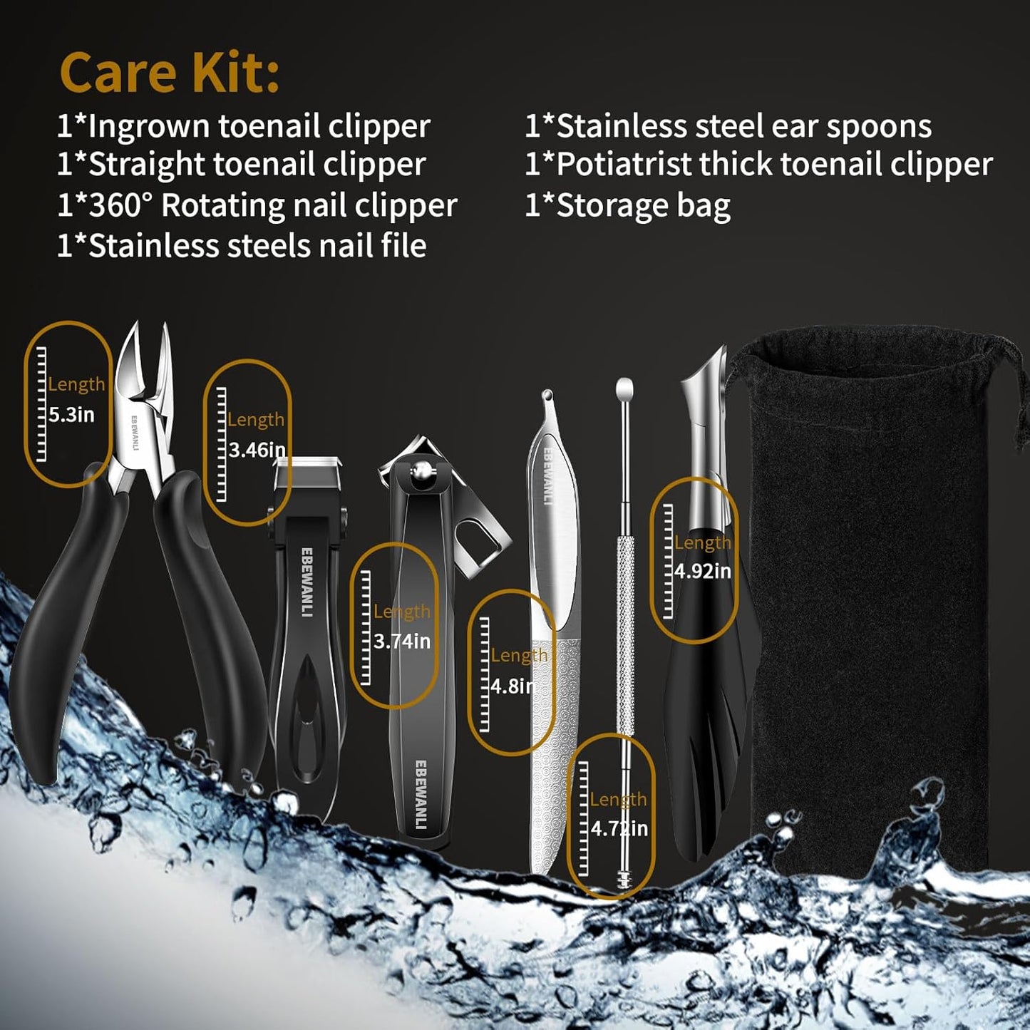 Podiatrist Toenail Clippers for Seniors | Thick Nail & Ingrown Toenail Set - Ergonomic Design