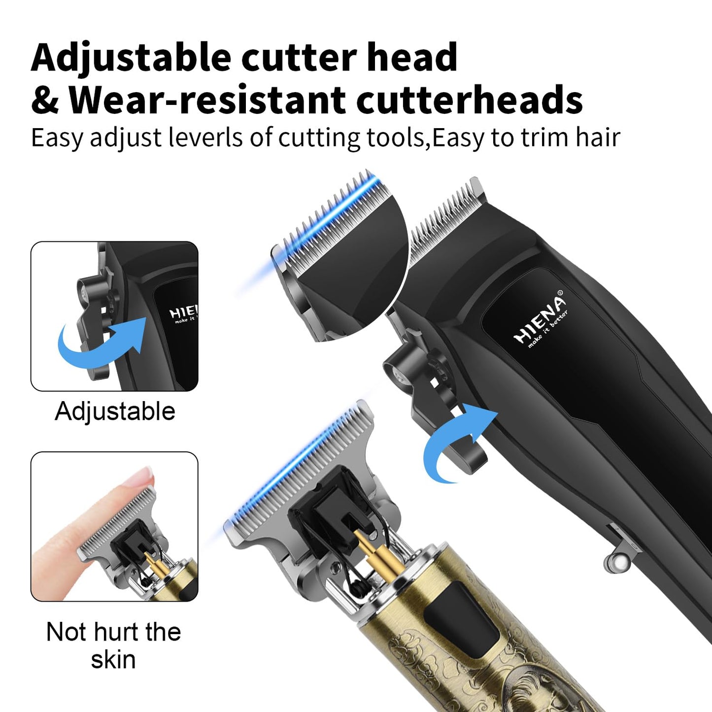 HIENA PRO Professional Cordless Hair Clippers for Men, T-Blade Beard Trimmer & Foil Shaver Set, Barber Clipper Hair Cutting Grooming Kit, Barber kit