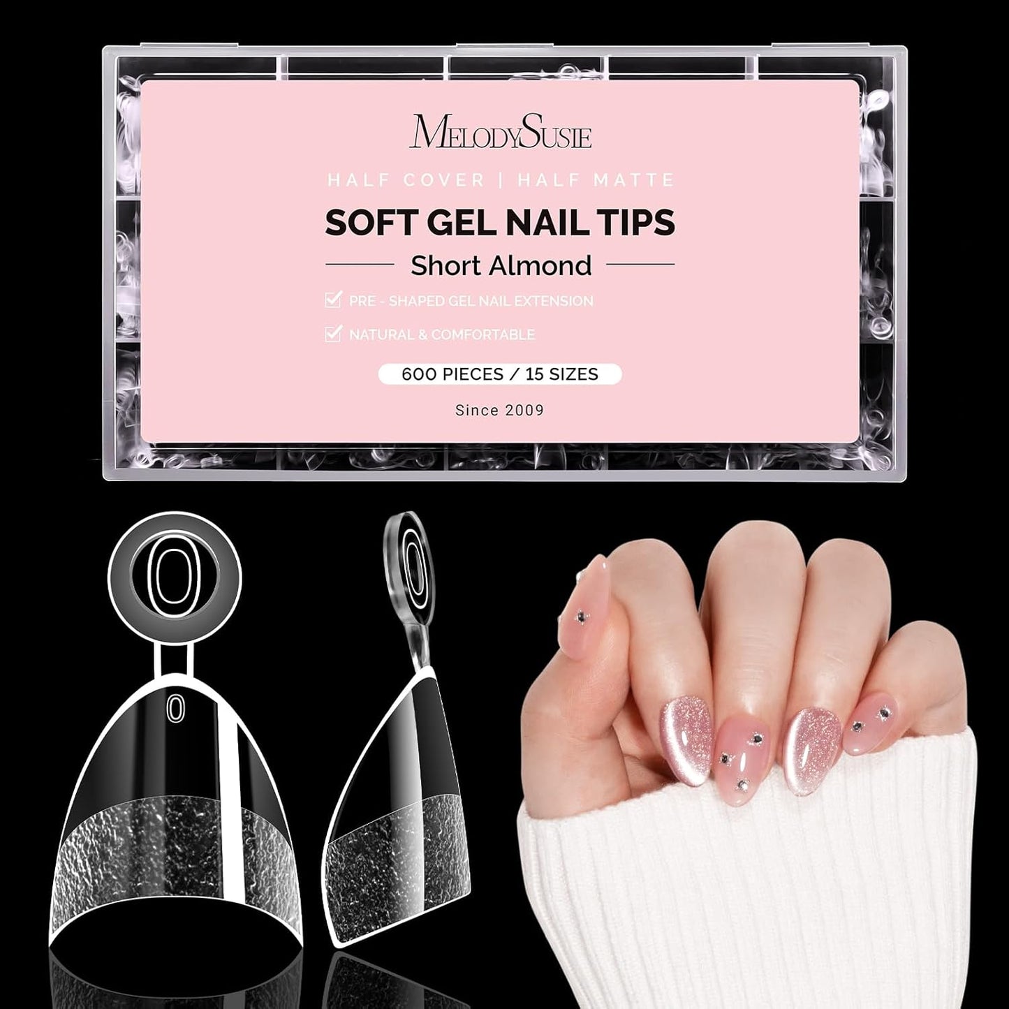 Short Square X Nail Tips - 600 Pcs Clear Acrylic Press-On Nails | Half Matte Full Cover for DIY & Salon Use