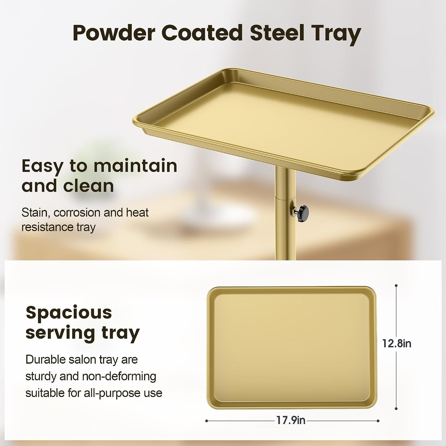 Salon Tray for Hair Stylists - Rolling Tattoo Tray Cart with Wheels | Mobile Trolley