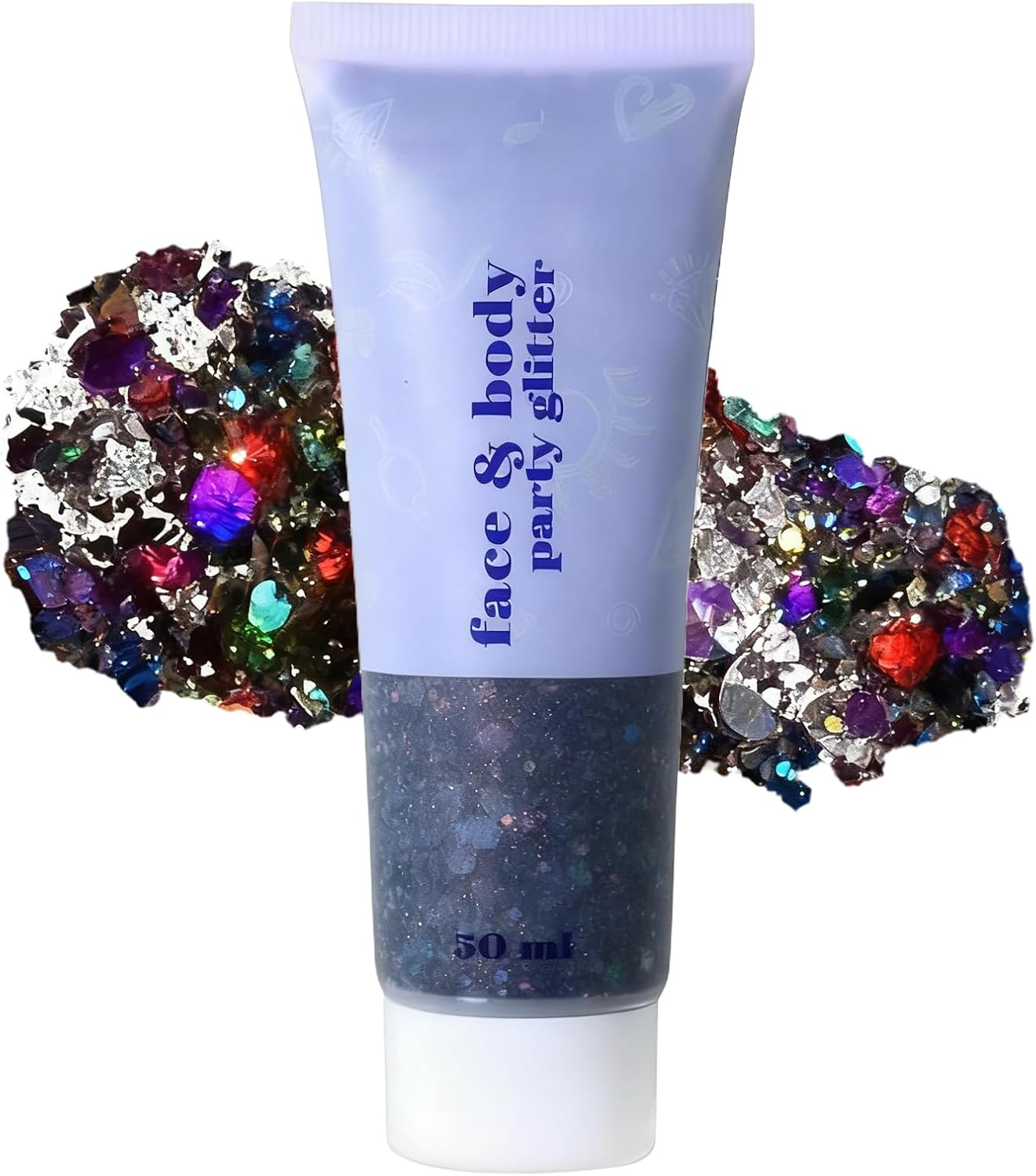 Black Glitter Gel - Chunky Holographic Hair Glitter Stick for Kids & Women | Waterproof Face, Body & Nail Sequins for Halloween, Cosplay & Festivals