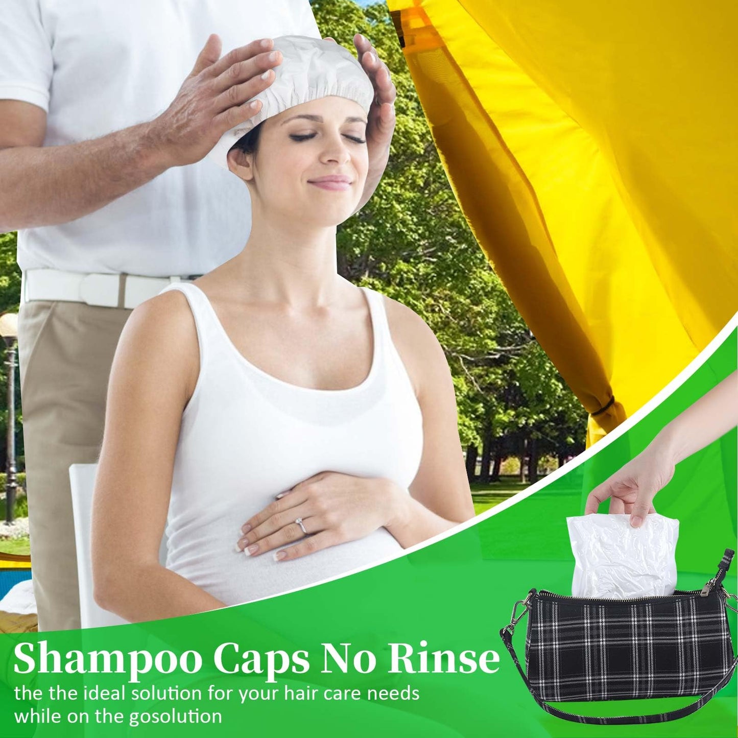 Shampoo Caps No Rinse Waterless Hair Washing Shower Caps 6 Packs for Elderly, Women, Hospital, Camping