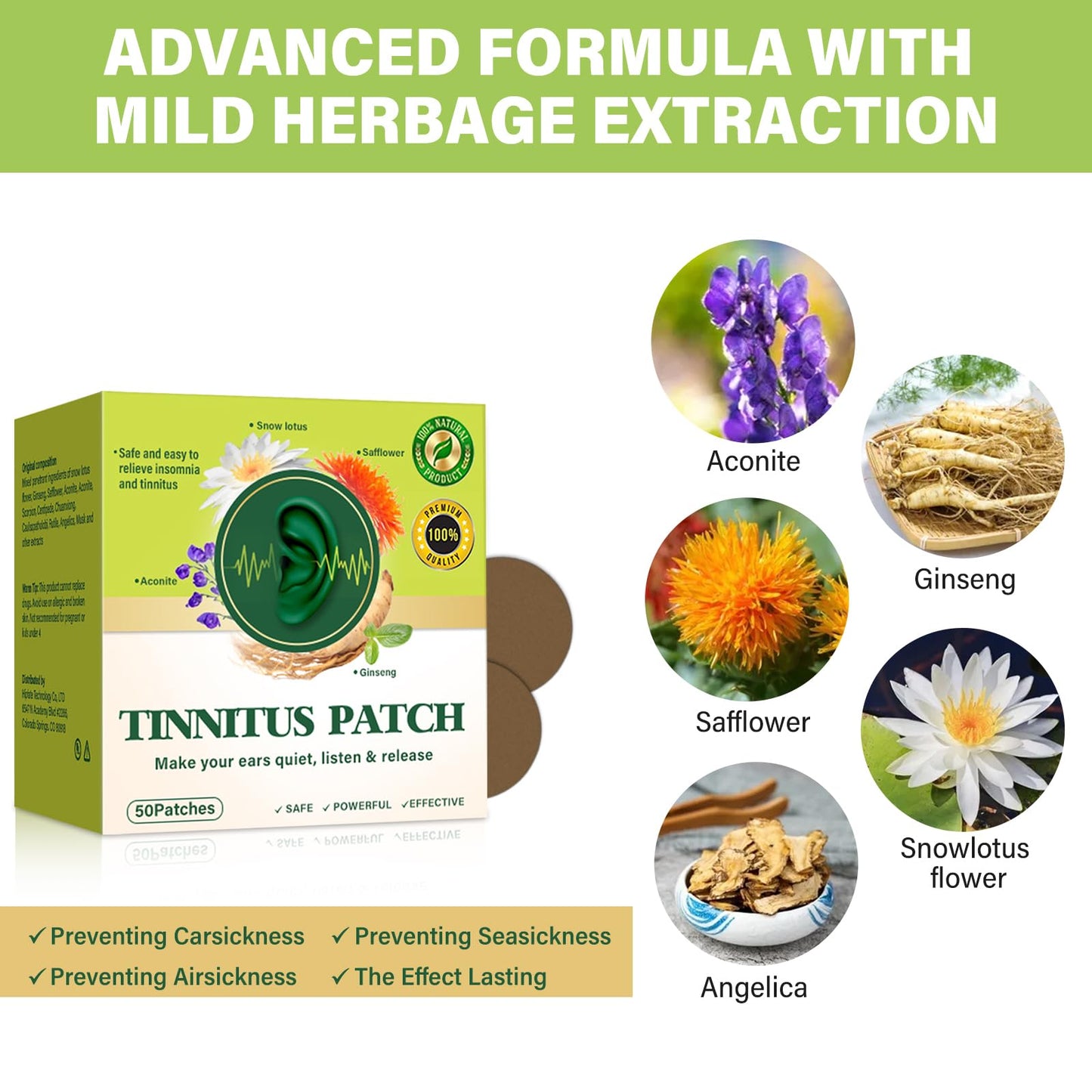 Tinnitus Relief for Ringing Ears, 50Pcs Tinnitus Relief Patches, Support Ear Noise and Buzzing Relief, Improve Hearing Comfort