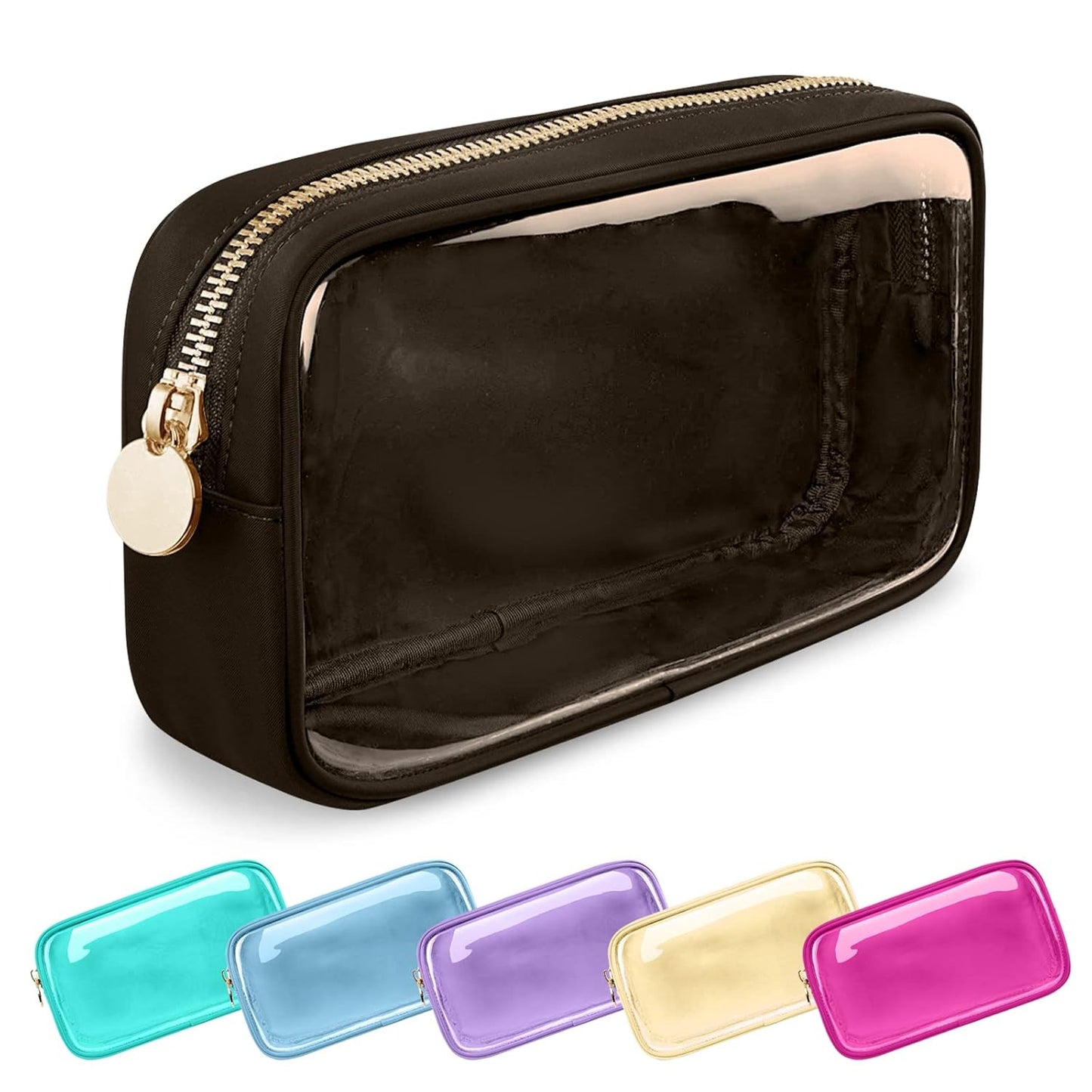 Waterproof Mini Floral Makeup Bag - Nylon Travel Pouch for Women | Cute Zipper Toiletry Organizer (Mini White-Flowers)