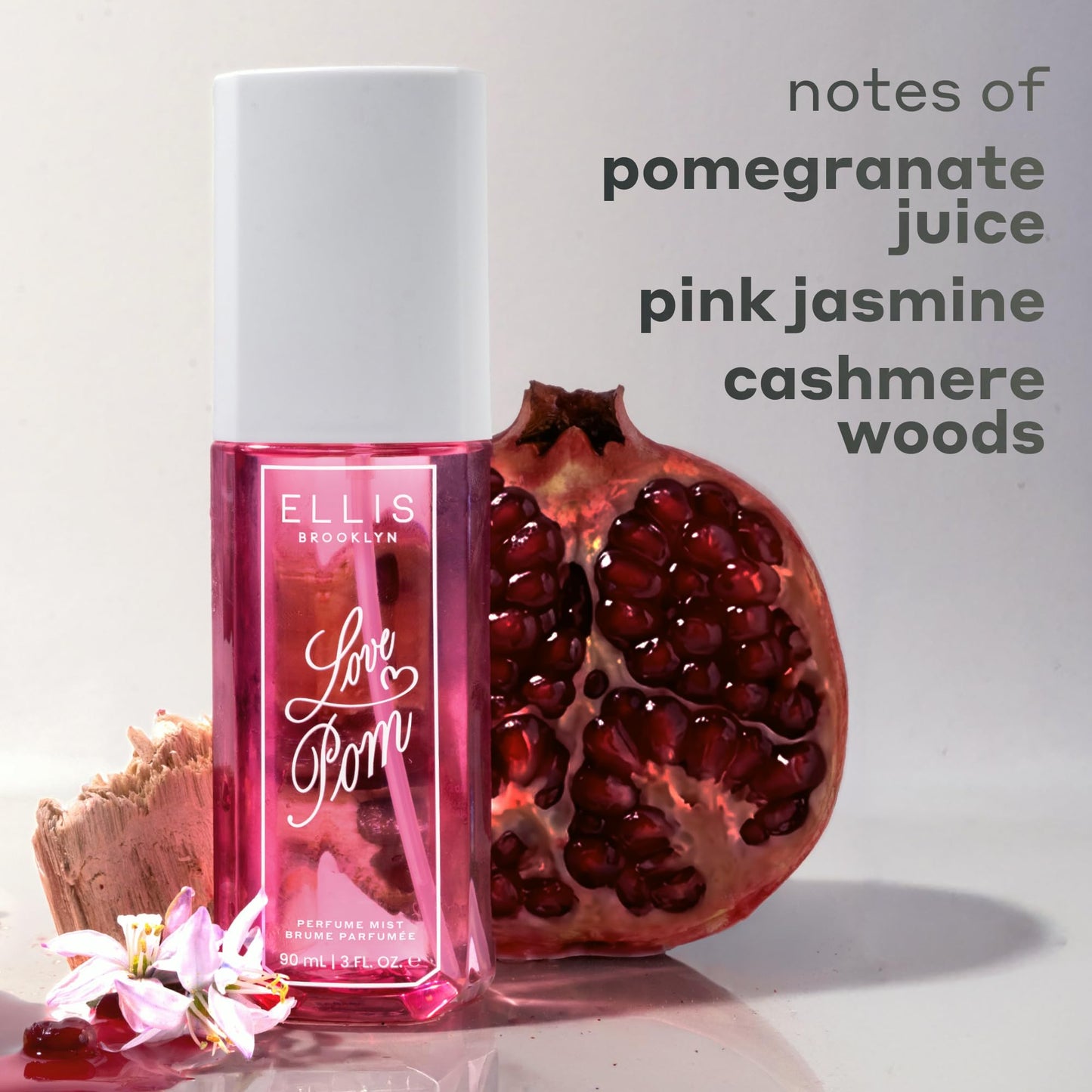 Ellis Brooklyn LOVE POM Perfume Mist, Fruity Floral Fragrance with Pomegranate Juice, Strawberry & Pink Jasmine, Vegan Perfume, Made In The USA, 90ml/3 fl oz