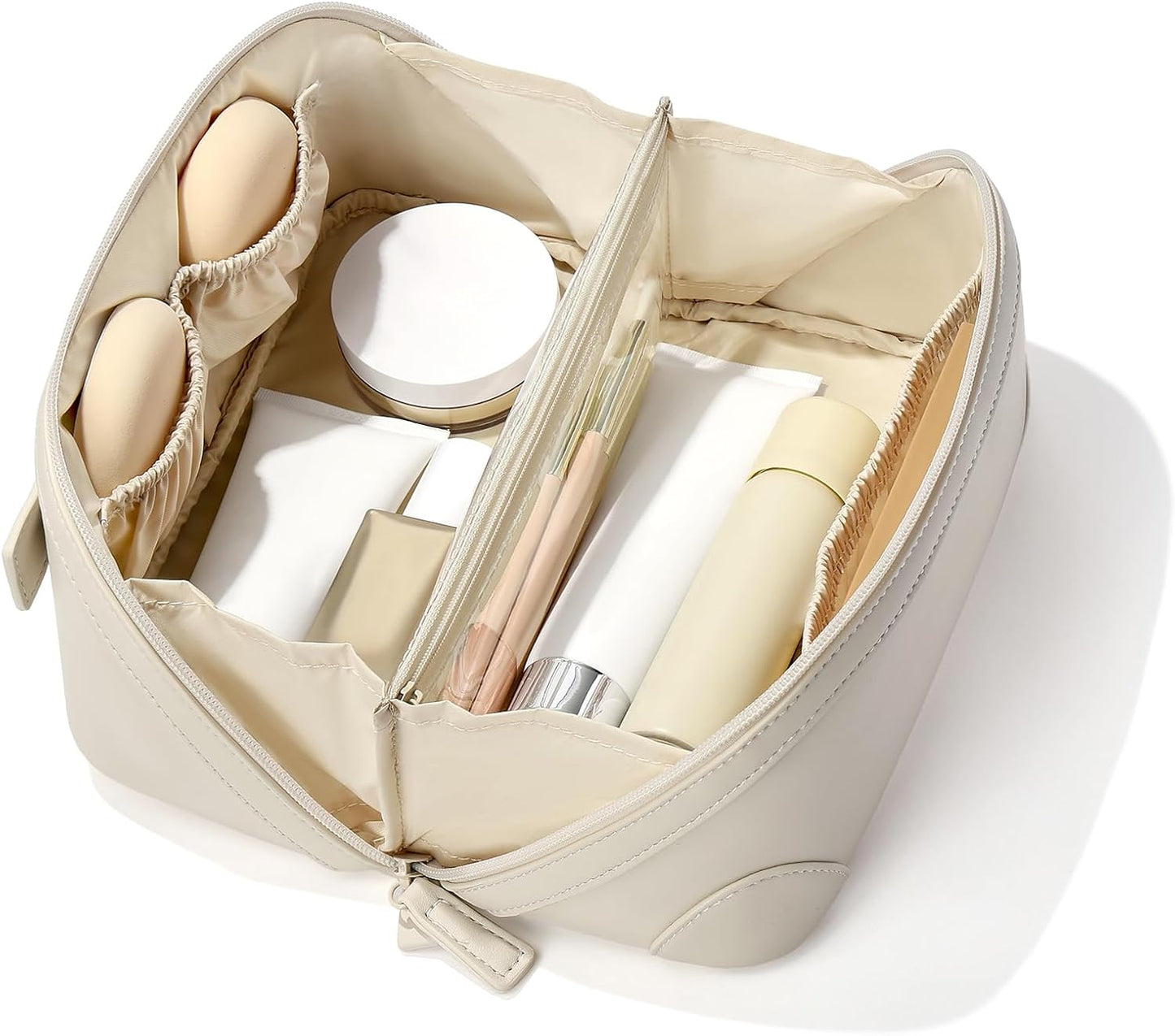 Travel Makeup Bag for Women - Large Capacity Waterproof PU Leather Cosmetic Organizer | Ideal for Business Trips & Daily Use