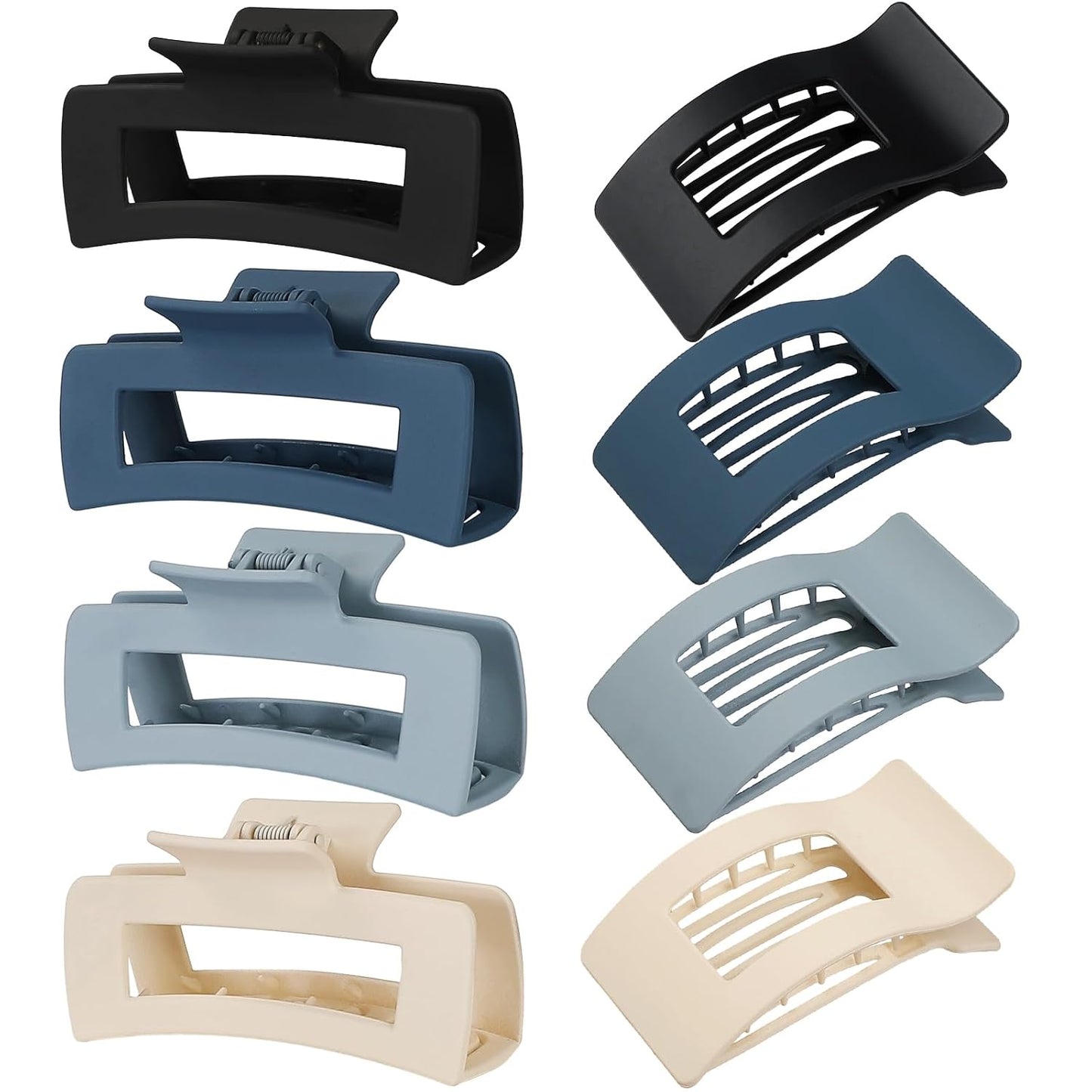 Hair Clips for Women - 8 Pack Large Matte No-Slip French Claw Clips | Ideal for Thick & Curly Hair (Brown)