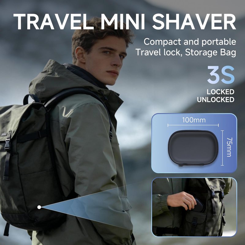 Electric Foil Shavers for Men,Mini Electric Razor with Storage Bag,3 Floating Blades,Portable mini Shaver,IPX7 Waterproof,Wet Dry Face Razor,USB-C (Silver)