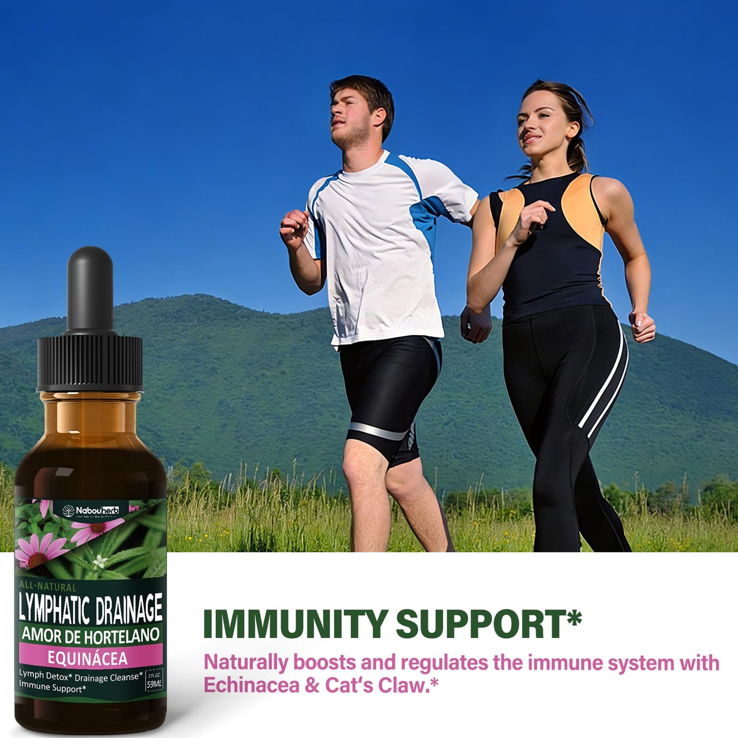 Nabouherb Cleavers Herb Extract Lymphatic Drainage Drops, Herbal Lymph System Support with Echinacea & Cat’s Claw, Botanical Liquid Formula for Immune Support and Daily Wellness Routines, 2 oz