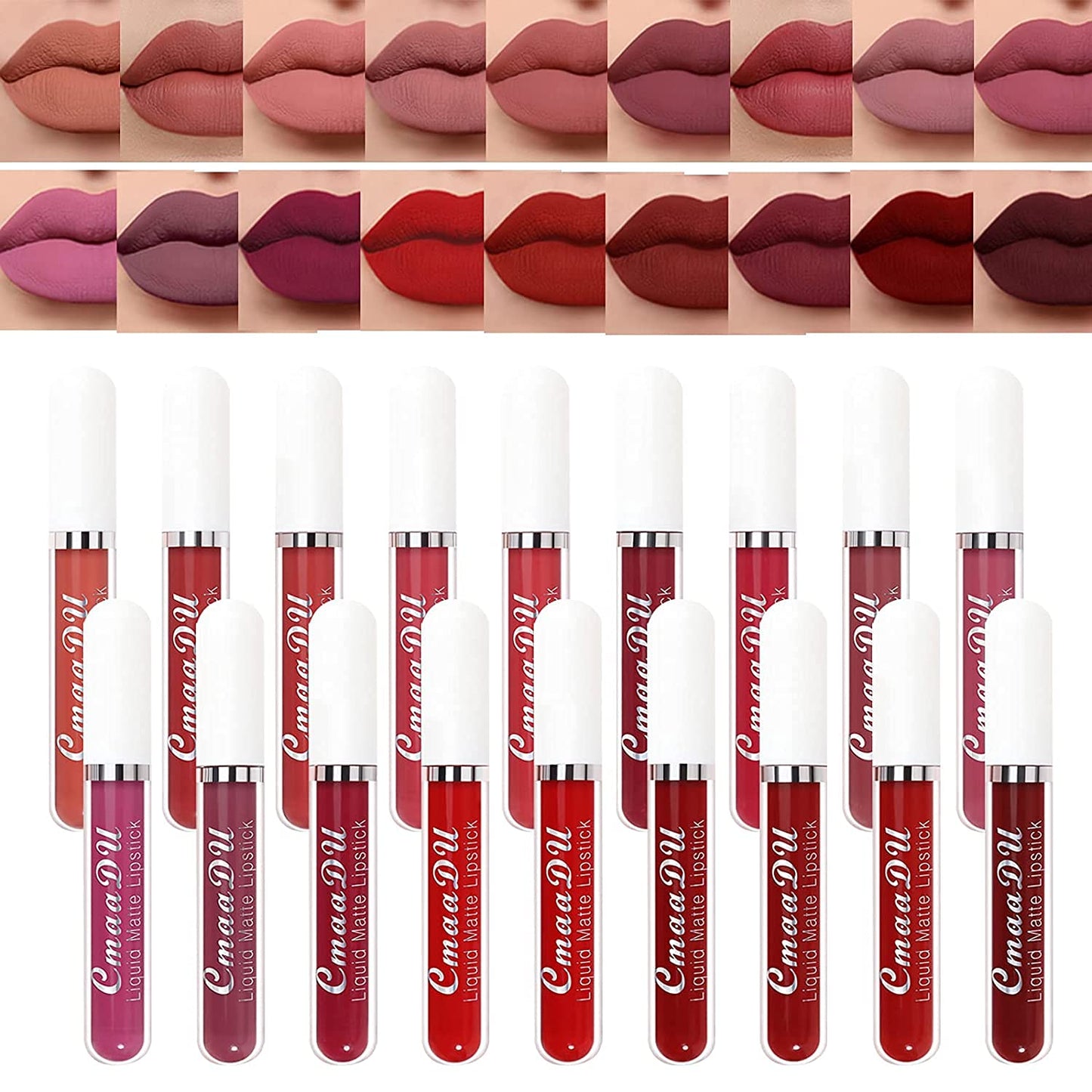 Matte Velvety Liquid Lipstick Set - Long Lasting Waterproof Lip Stain | 18 Vibrant Colors, High Pigment