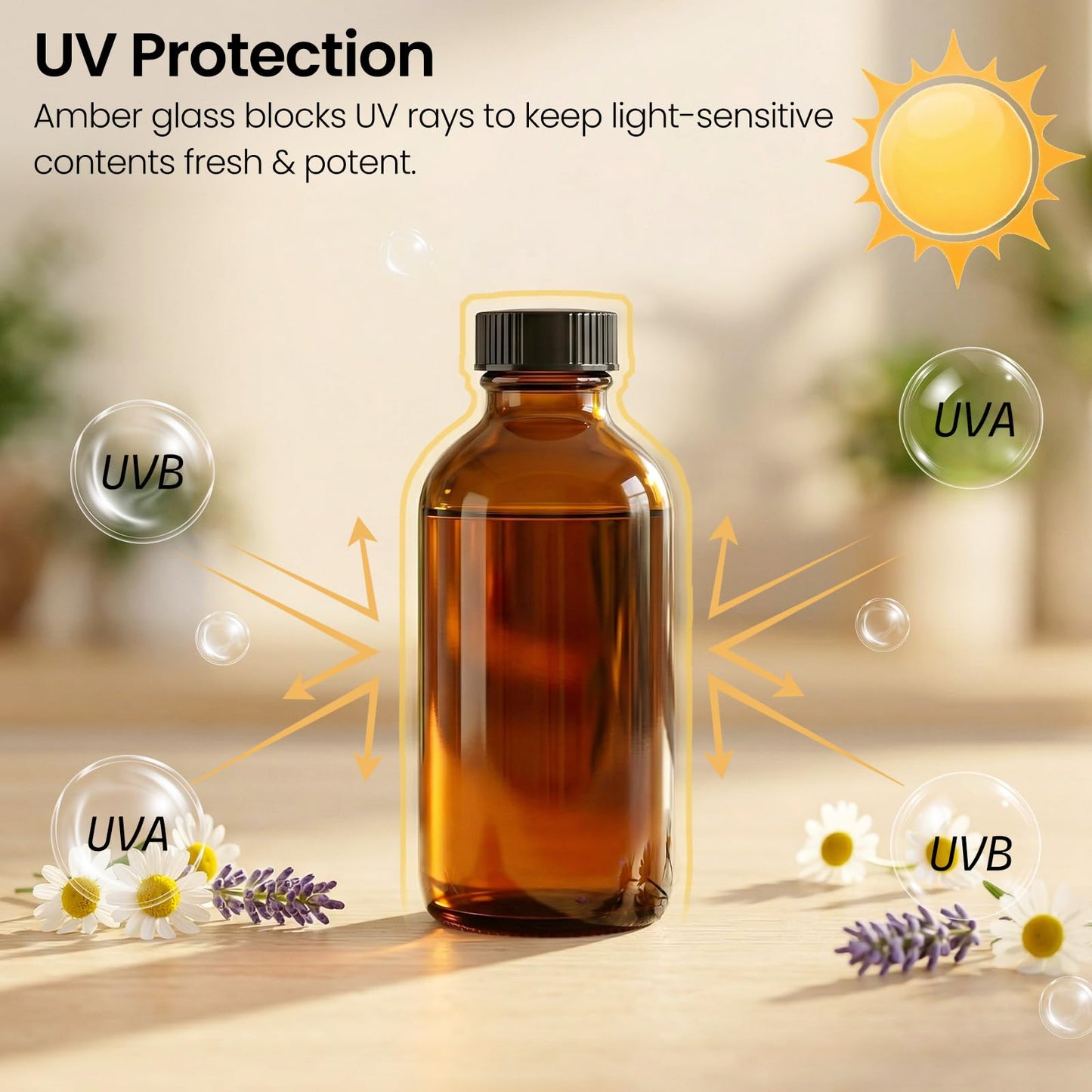 TBWIND 54 Pack 4oz Amber Glass Boston Round Bottles with Airtight Polycone Caps, Refillable Glass Bottles for Vanilla Extract, Homemade Liquids, Syrups, Oils & DIY Craft Brewing