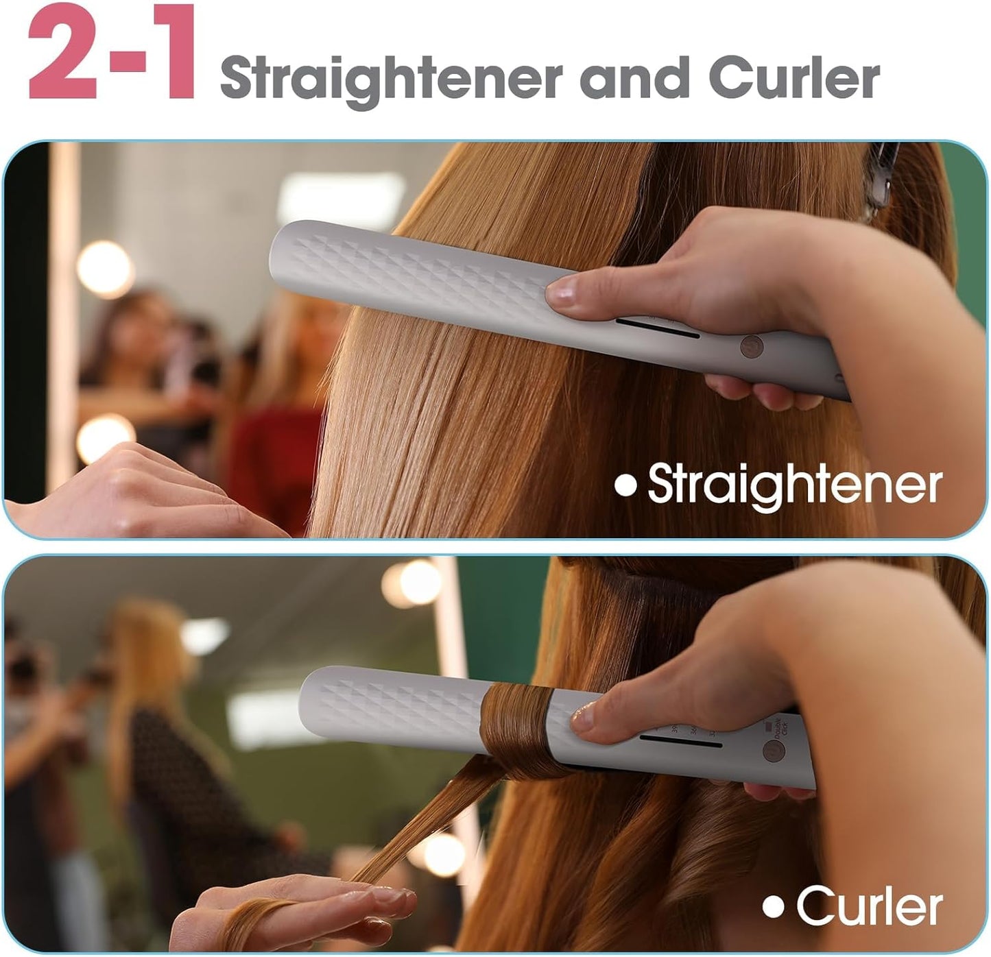 Hair Straightener | Fast Heating Ceramic Flat Iron for Women - 320℉-450℉, Auto-Off, Pink