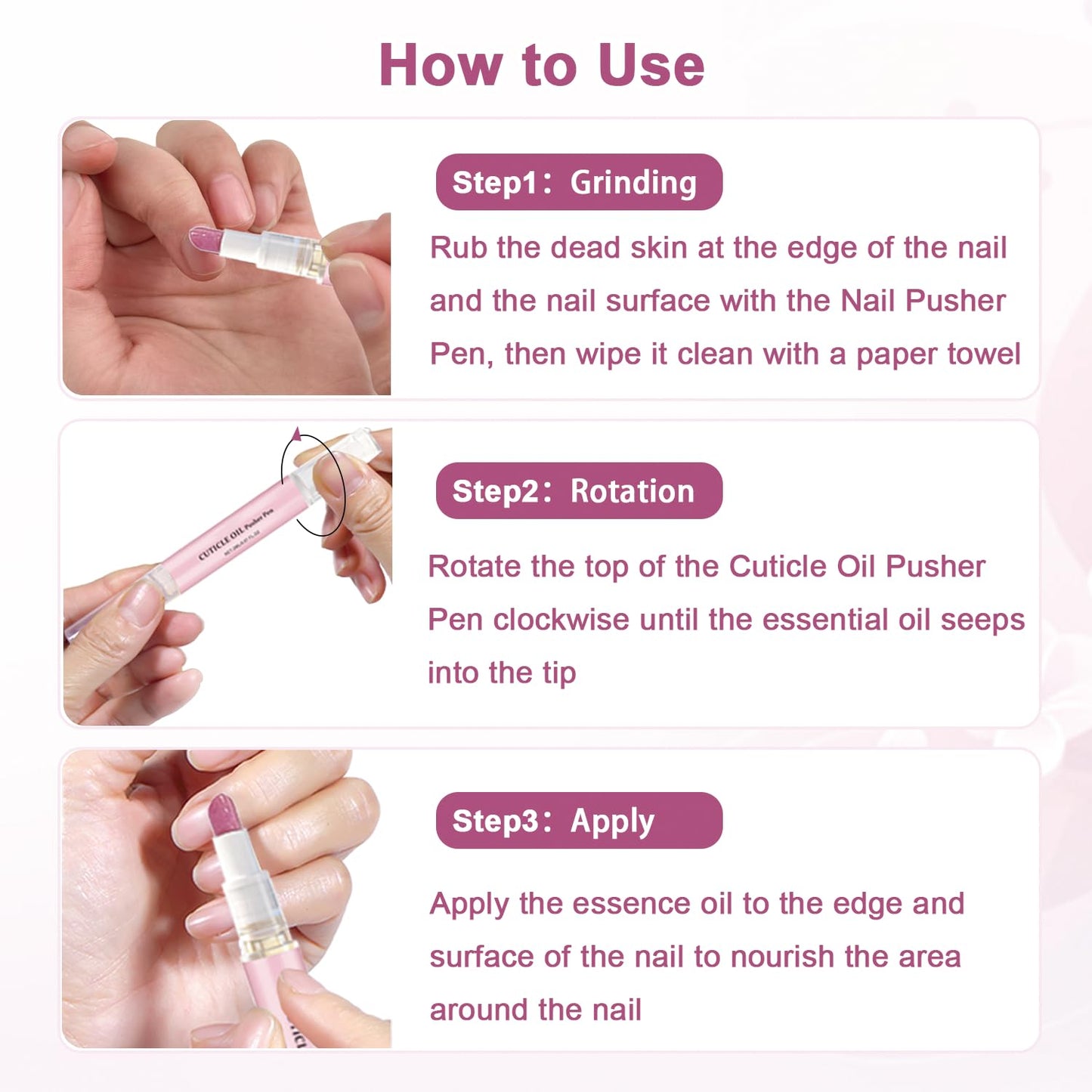 Ceramic Cuticle Pusher Set - 2PC Gentle Cuticle Remover & Nourishing Oil Pen for Healthy Nails | Perfect for Hangnails & Dry Cuticles