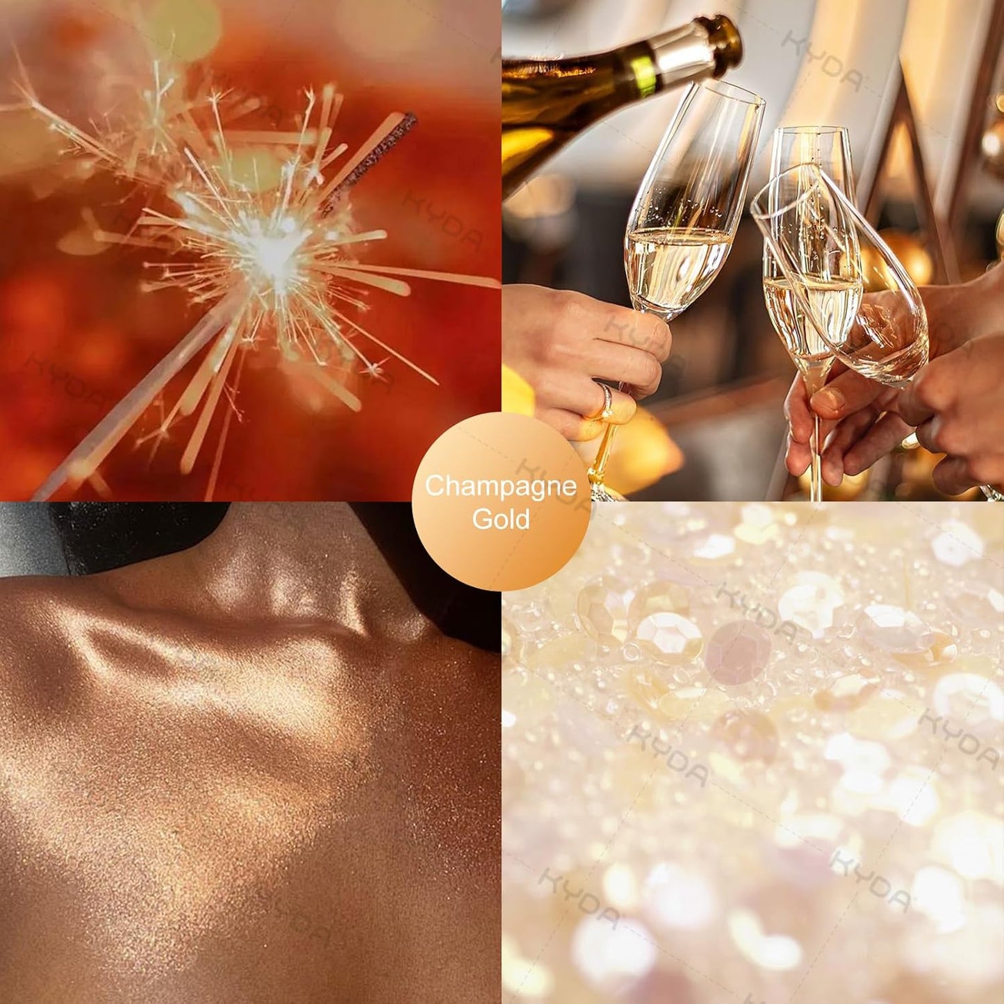 Champagne Body Glitter Spray - Shimmering Loose Powder for Hair, Face & Nail Art | Perfect for Holidays & Crafts