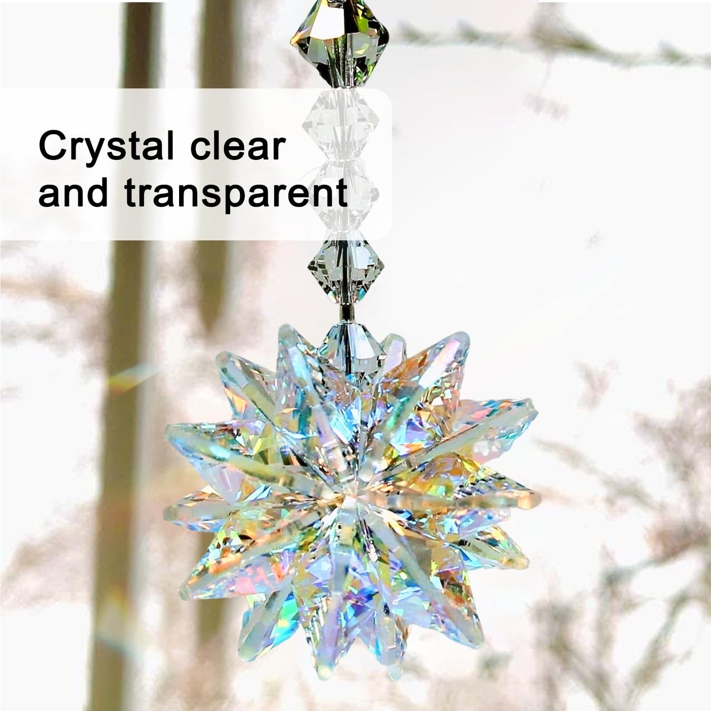 Rainbow Crystal Suncatcher - 1PC Hanging Pendant for Window, Garden, or Auto Mirror, Creates Rainbows, Perfect for Home, Restaurant, or Cafe Decor