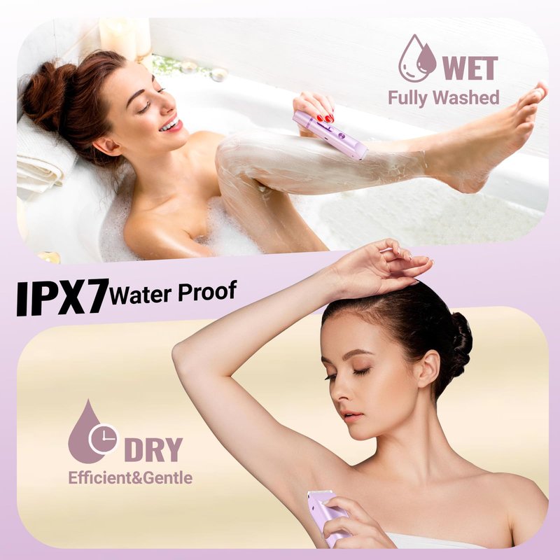 Bikini Trimmer for Women Electric Razors for Women Women's Electric Razor 2 in 1 Shaver Pubic Hair Trimmer Ipx7 Waterproof Wet Dry Use Bikini Shaver for Ladies Pubic, Legs, Face, Underarms (Purple)