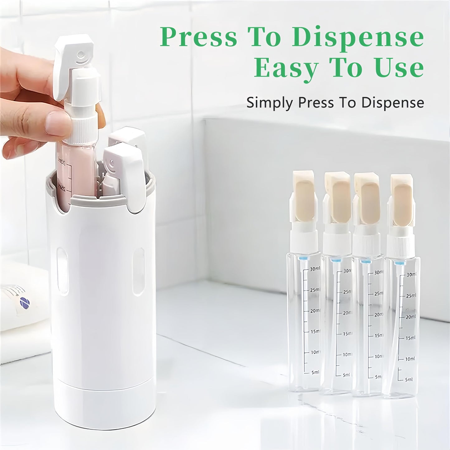Kaminii 4 in 1 travel bottle,Travel Bottles for Toiletries,Refillable, Leak Proof and Portable,Suitable for Storing Shampoo, Shower Gel, Laundry Detergent, Suitable for Travel, Camping and Gym (Gray)