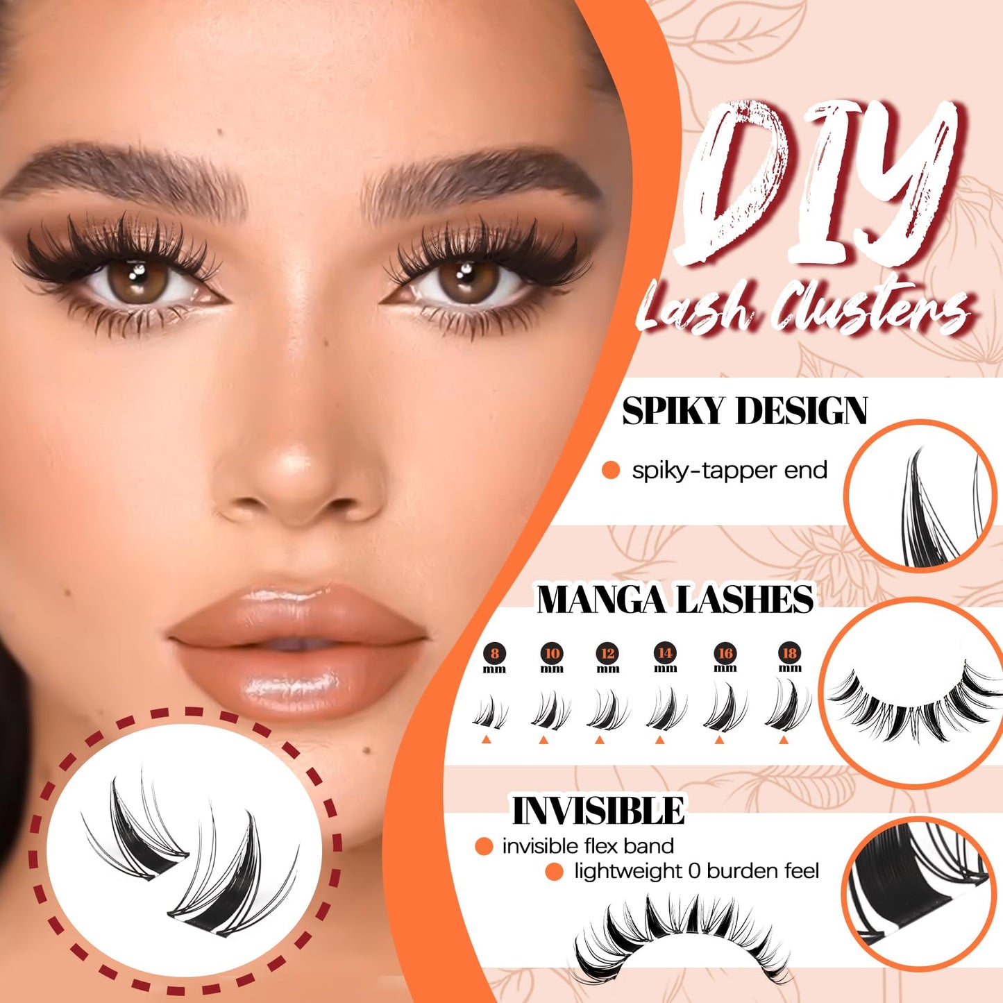 Fairy Manga Lash Clusters 8-18mm Eyelash Clusters 160Pcs Lashes Extension Fairy Lash Clusters Spiky Lashes Cluster C Curl with Invisiable Band (Fairy)