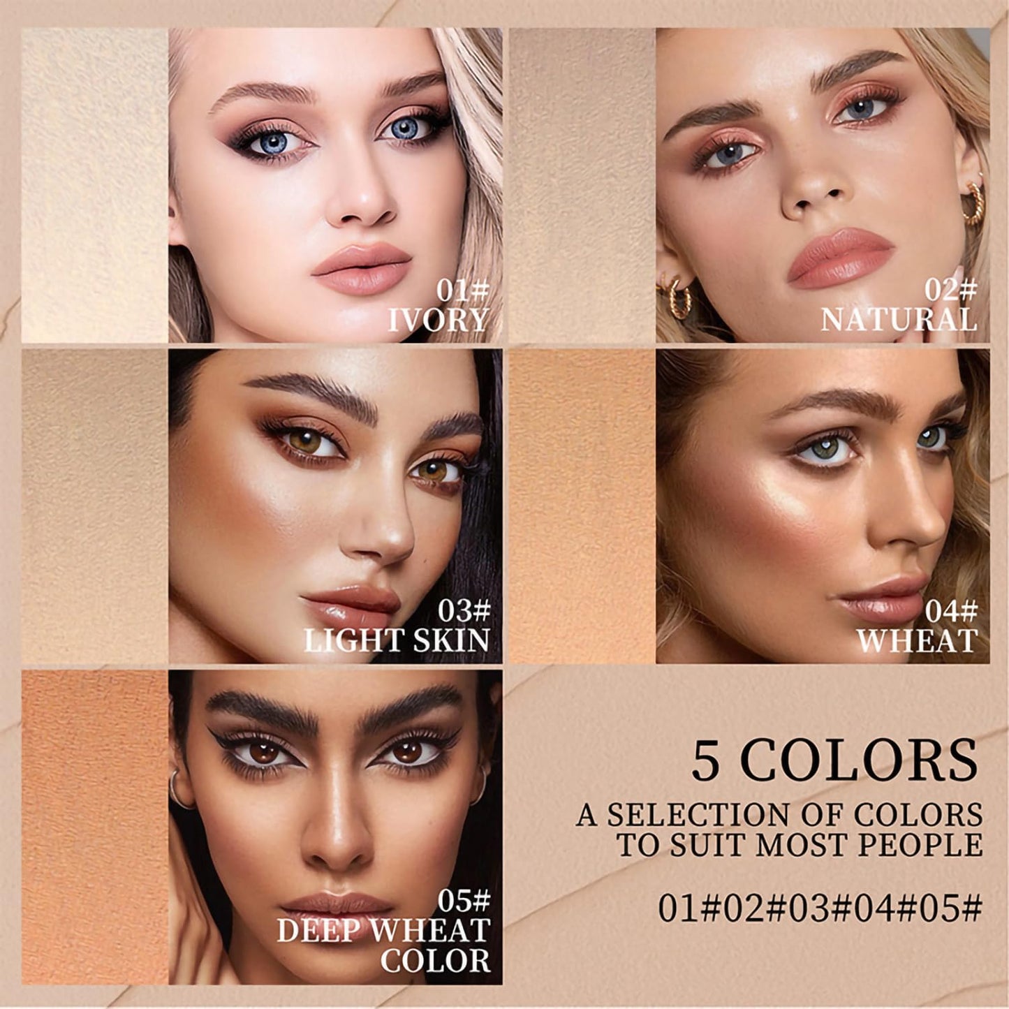 Dual-Ended Foundation & Concealer Stick with Built-in Brush, Long-Wear Matte Korean Full-Coverage Makeup, Waterproof Hydrating Contour for All Skin Tones (04#WHEAT)