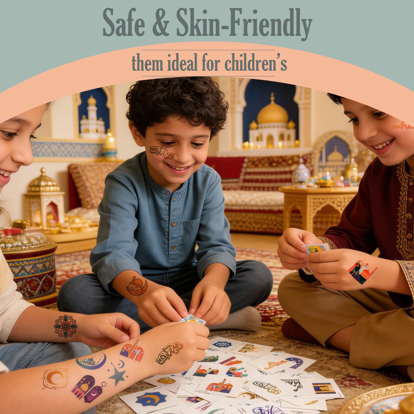 Individually Wrapped Cute Tattoos for Kids Adults,Waterproof Long Lasting 3-5 Days Fake Tattoos With Star Moon Castle Design,70pcs Temporary Tattoos for Kids Birthday Party Favors Goodie Bag Fillers