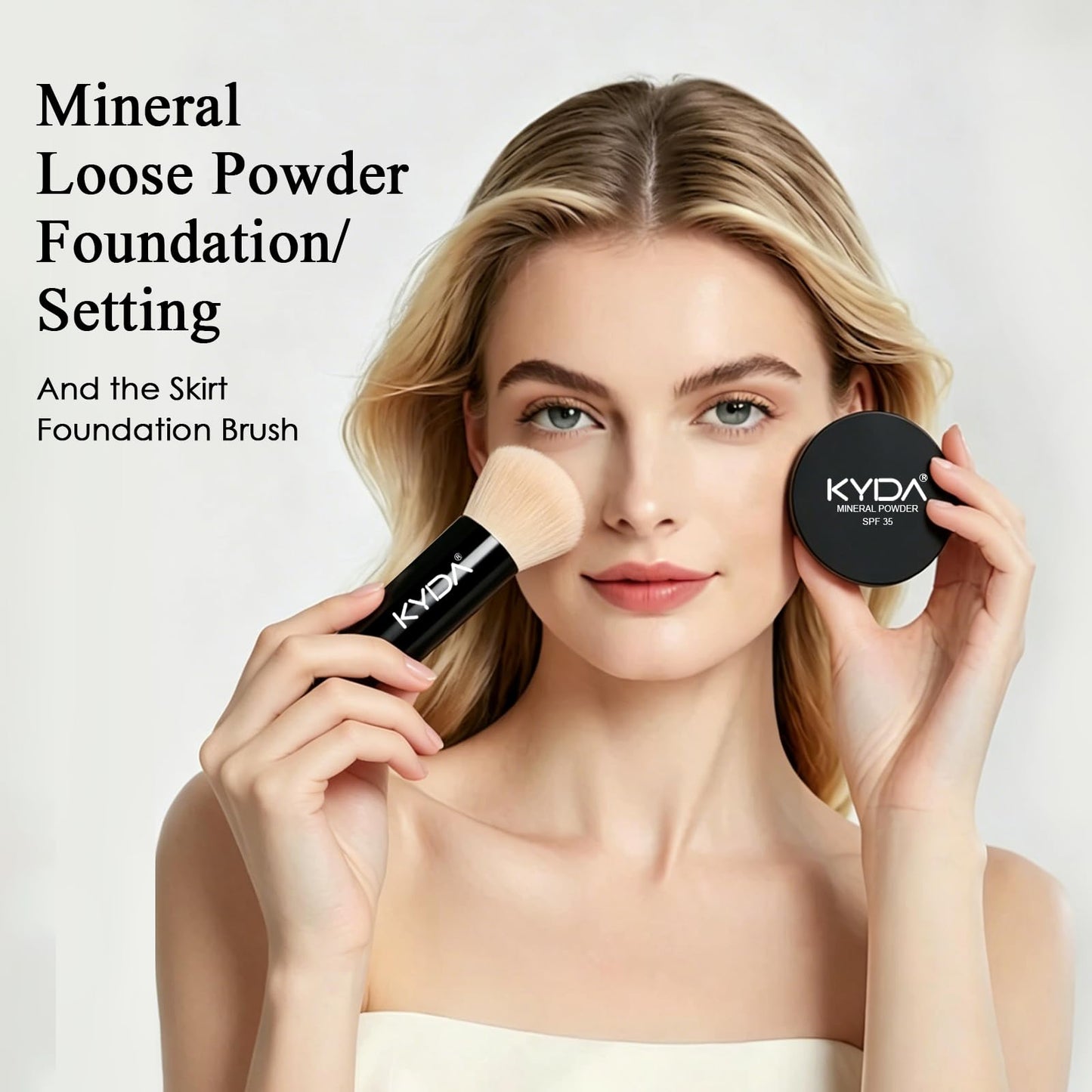 Mineral Powder Foundation, SPF 35 Loose Powder Foundation, Natural Glow Skin-improving Mineral Foundation for Mature Skin, Sheer to Full Buildable Coverage, Reduce Shine, 0.28 oz, Medium Beige