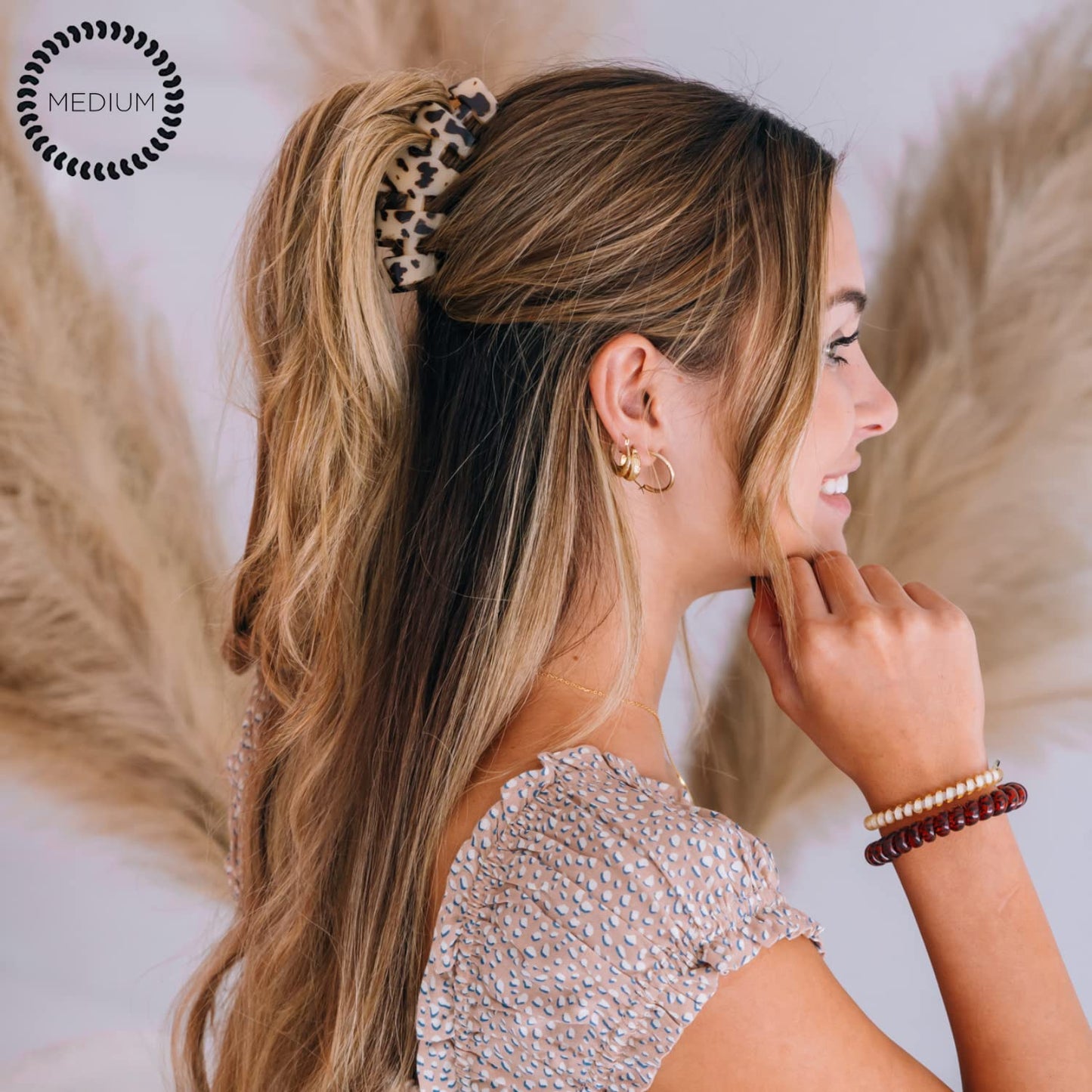 Medium Hair Clip - Strong Grip & Bendable Teeth for All Hair Textures | Blonde Tortoise