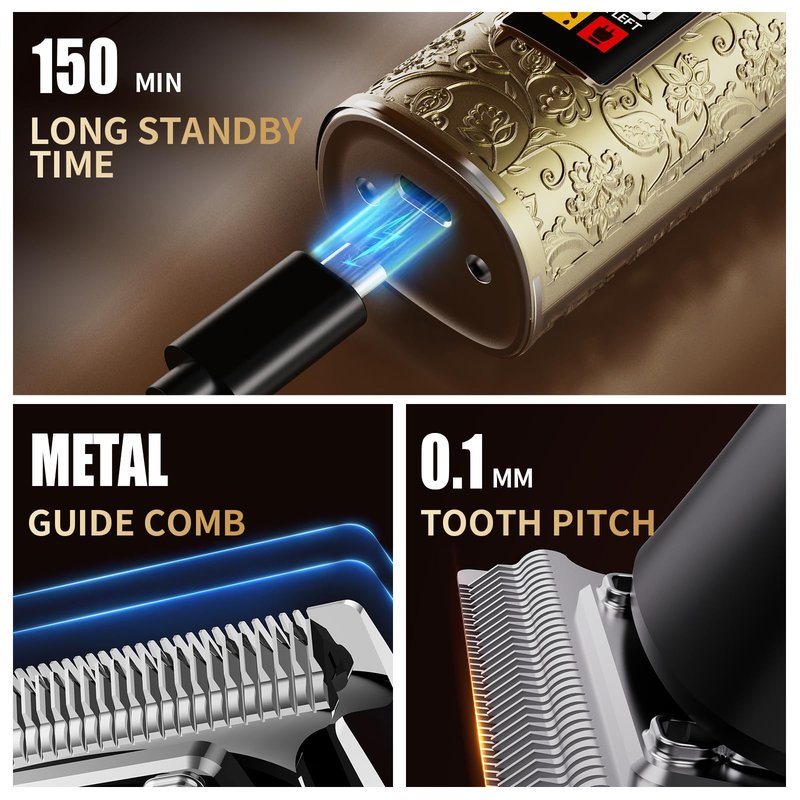 Ourcec Hair Clippers for Men Professional Mens Hair Clippers Zero Gapped Cordless Haircut Grooming Kit with LCD Display T Liners Shavers Edgers Clipper for Hair Cutting