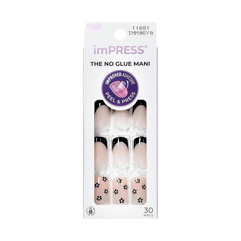 Impress No Glue Mani Press-On Nails - 30 Pcs Easy Apply Set | So Lucky Design with Essential Tools Included