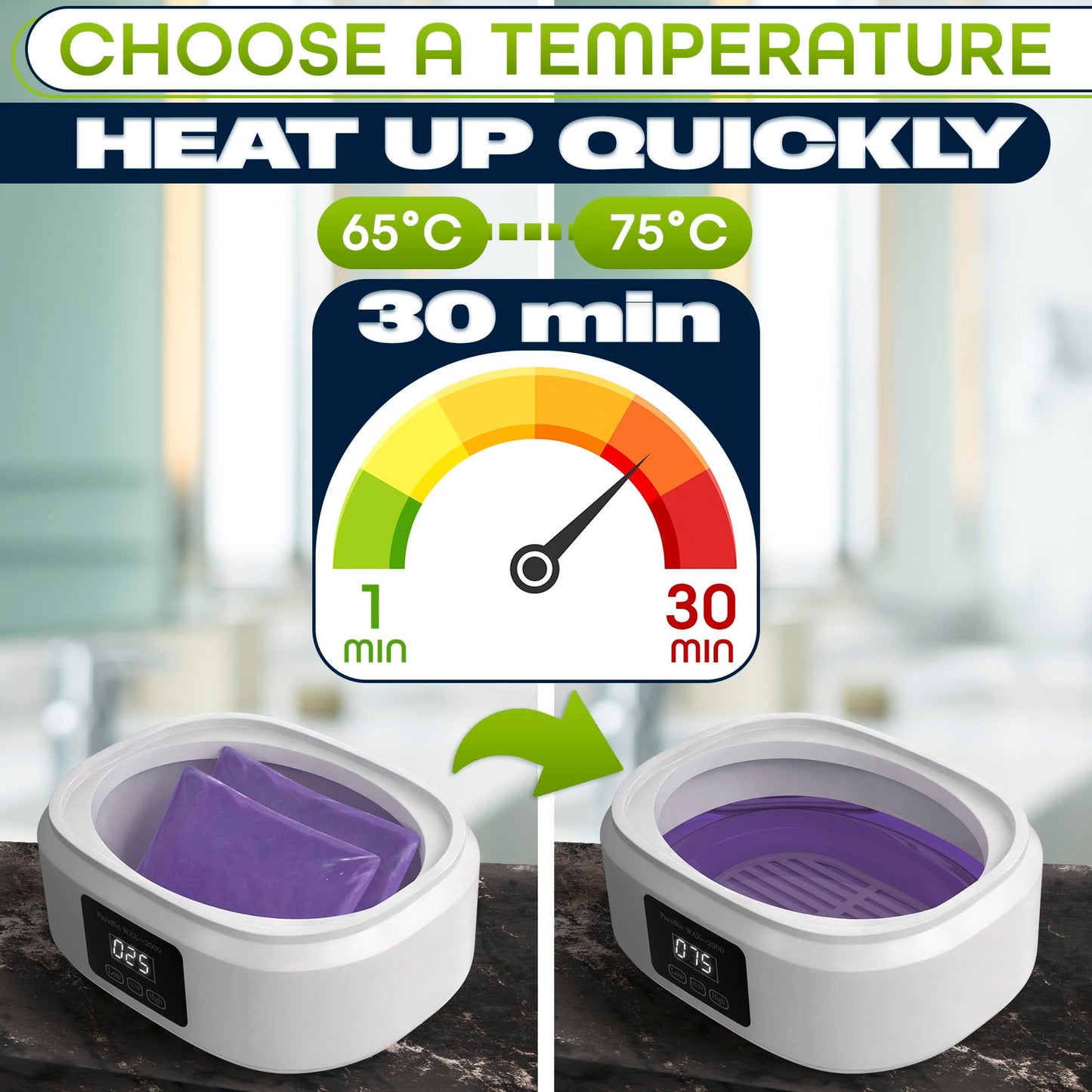 Paraffin Wax Machine for Hand and Feet – 3400ml Paraffin Wax Warmer, Adjustable Temperature with Two Modes, 110V Only (Not 220V) – Full Kit with Refill Packs, Reusable Mitts, Booties, Liners and Brush