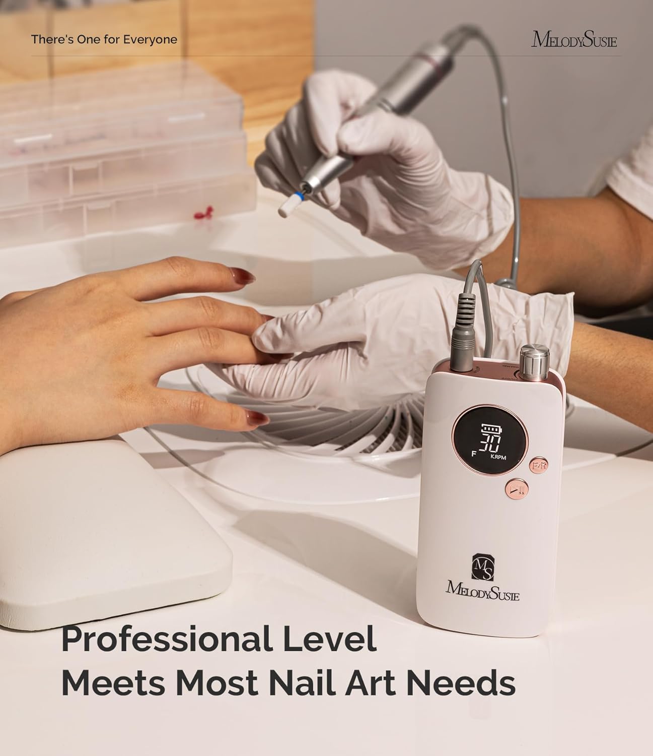 Clip-On Rechargeable Nail Drill - 30000RPM E-File for Manicure & Gel Removal | Pastel Design, Ideal for Training & Home Use