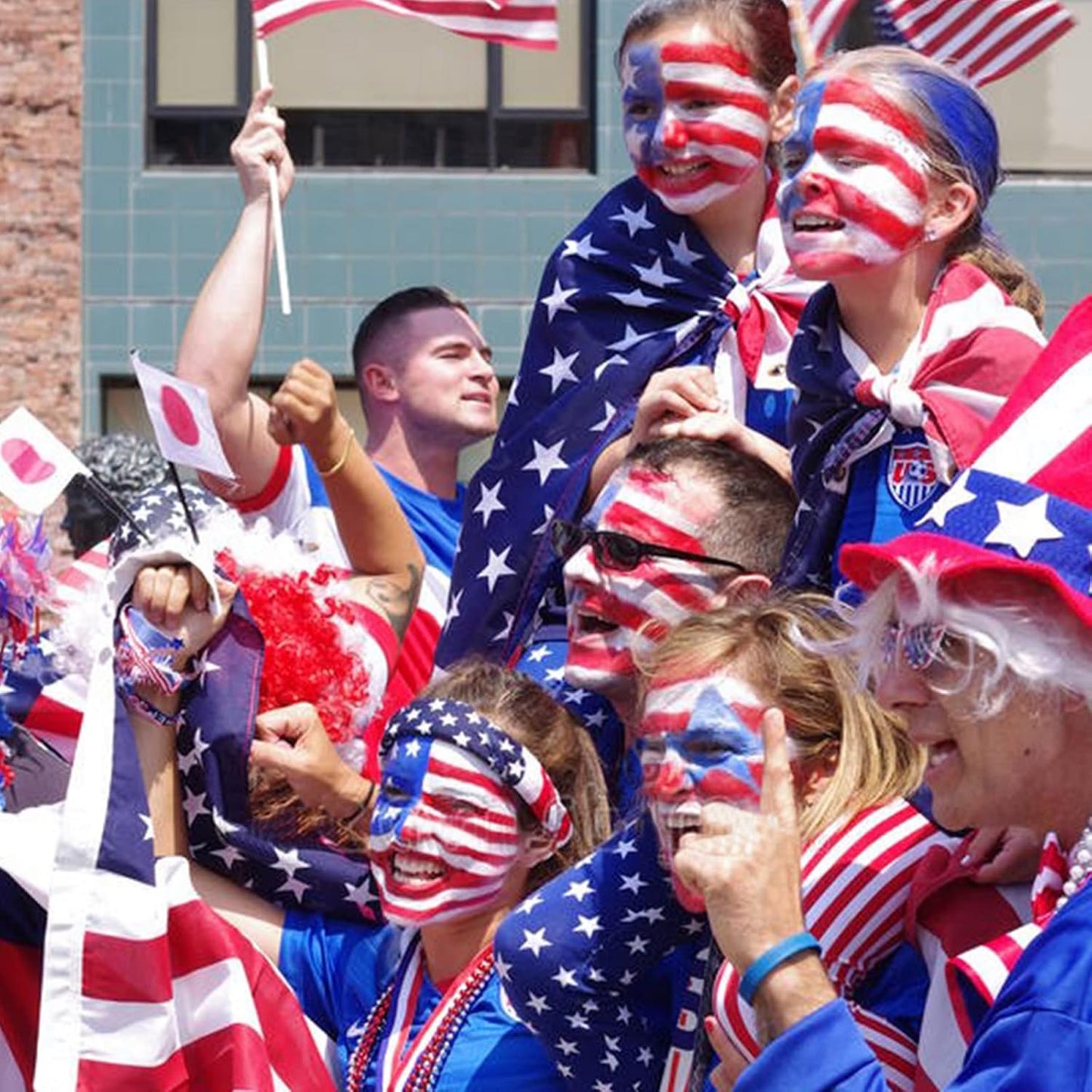 Red White Blue Face Body Paint Set - 4th of July Patriotic Makeup with Brushes & Sponges