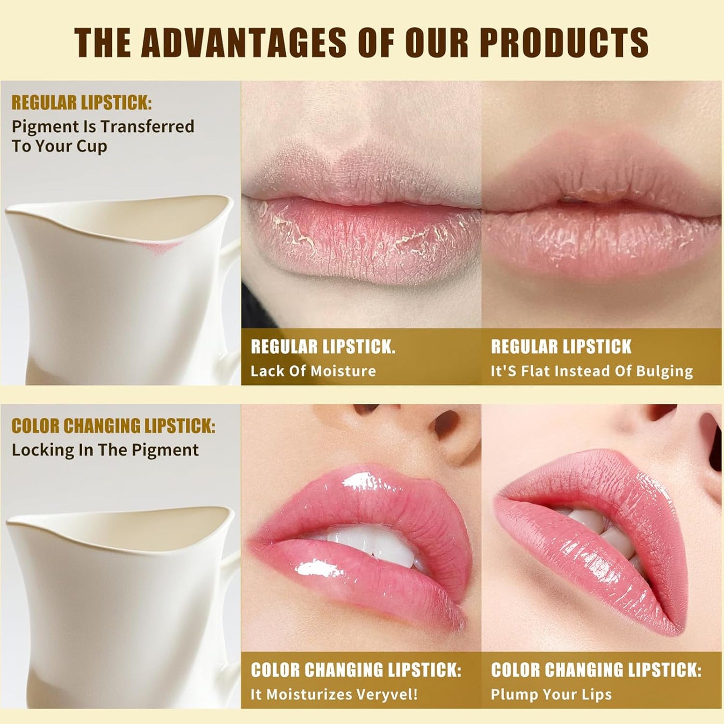 Color Changing Lipstick - Skin-Adaptive, Transferproof Formula | 24-Hour Moisturizing Gloss for Women