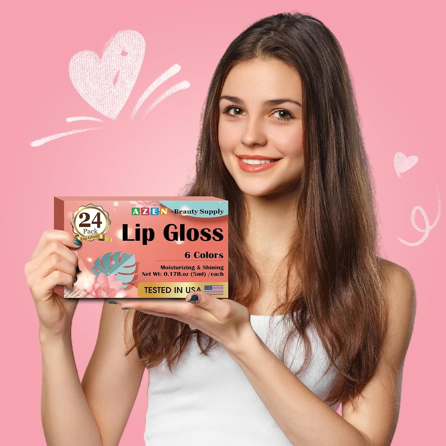 24 Pack Lip Gloss Set - Hydrating Lip Oil for Dry Cracked Lips with Vitamin E | Perfect Gift for Women