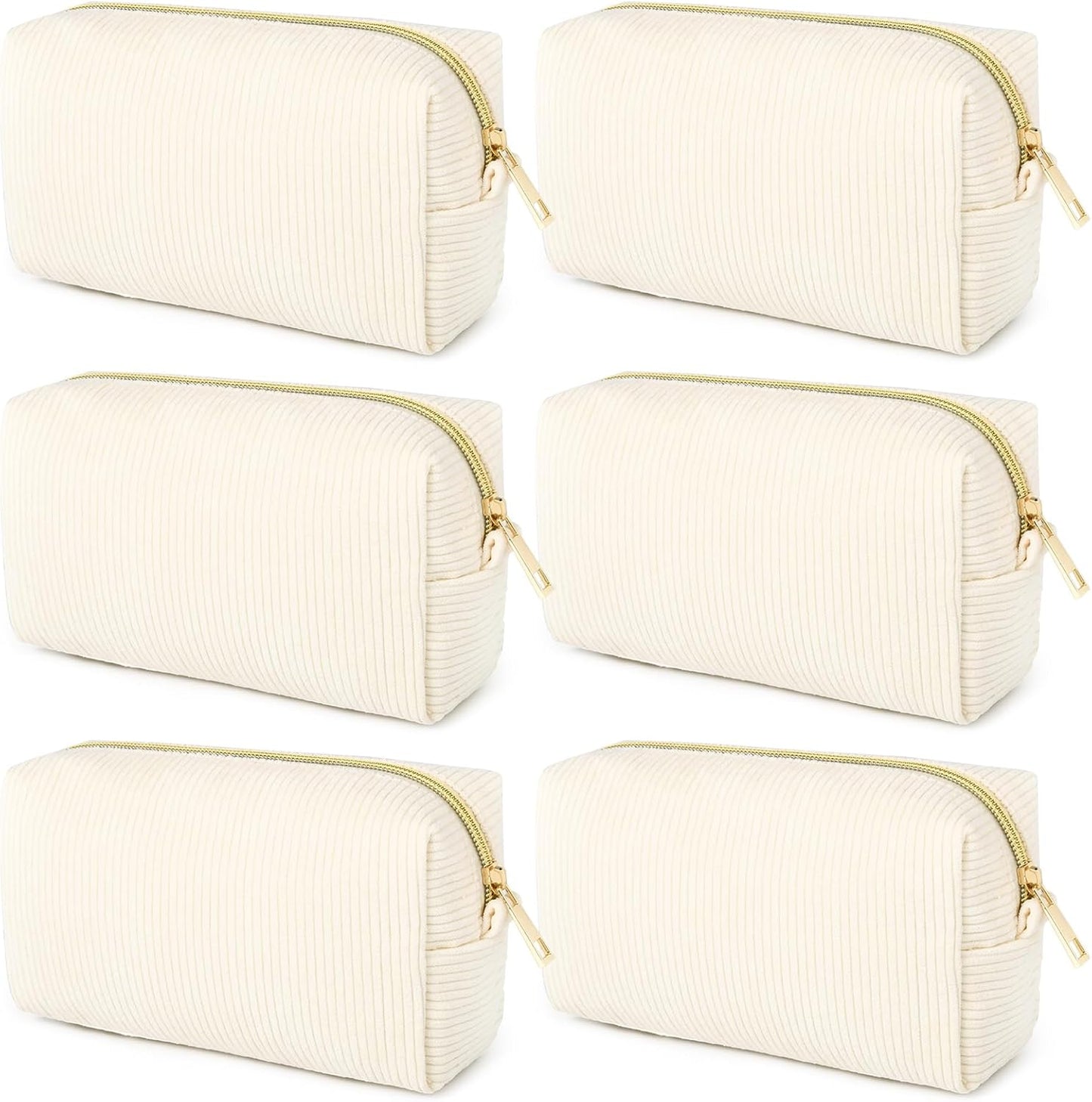 Bridesmaid Proposal Gifts - 6PCS Corduroy Blue Makeup Bags | Wedding Party Favors & Toiletry Organizers