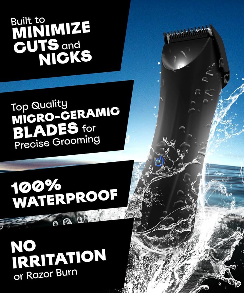 BALLS Trimmer V3 The Archibald - Body & Pubic Hair Shaver for Men - No Cuts, Sacksafe Guard, Rechargeable, 100% Waterproof, Cordless - Wet/Dry with Replaceable Ceramic Blades Archibald Trimmer