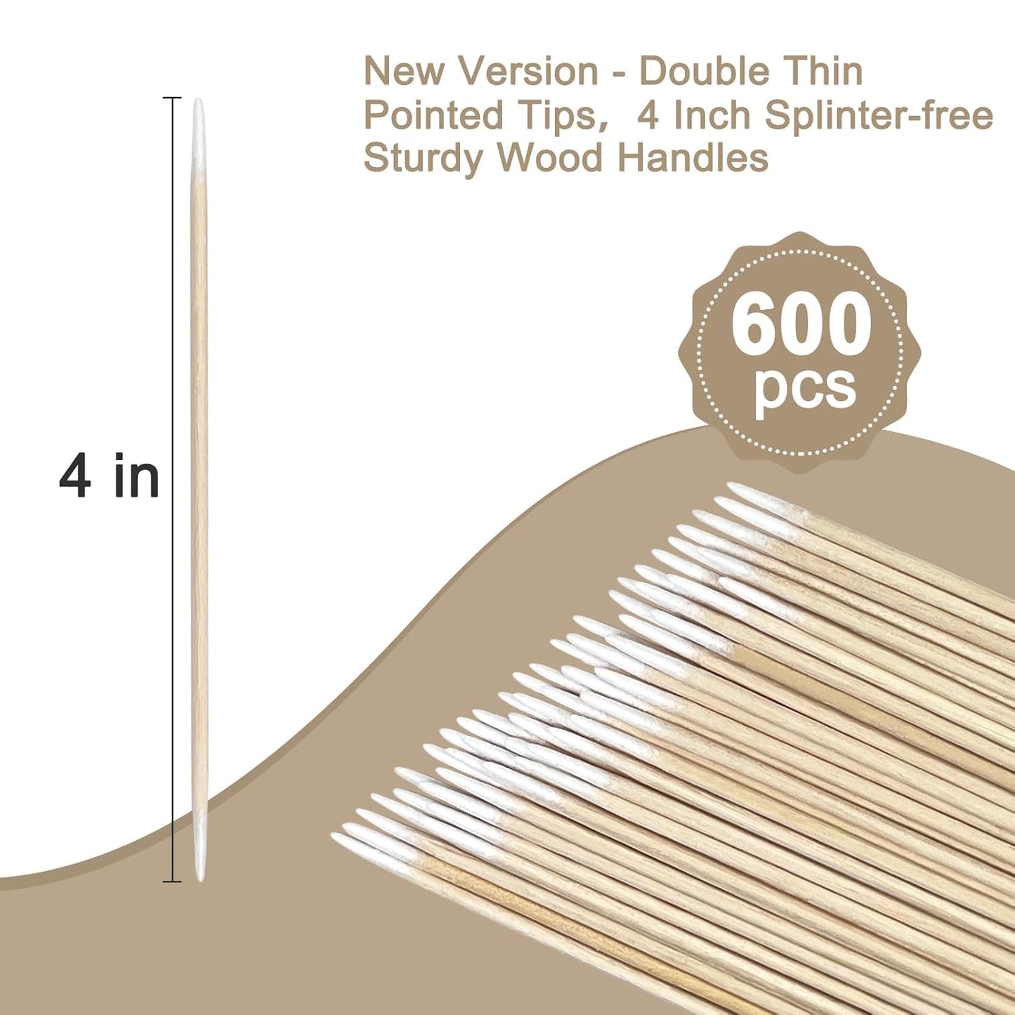 Pointed Cotton Swabs - 4 Inch Microblading Buds with Wooden Sticks | Precision Tips for Makeup & Tattoo Touch-ups (600 Pcs)