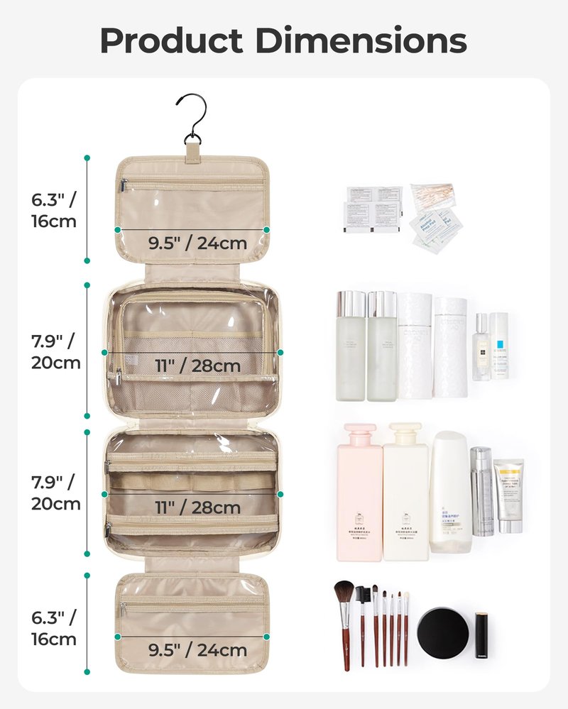 BAGSMART Travel Toiletry Bag for Womne, Hanging Travel Bag for Toiletries, Puffy Makeup Cosmetic Bag Organizer, Carry-on Travel Accessories Essentials, Pink