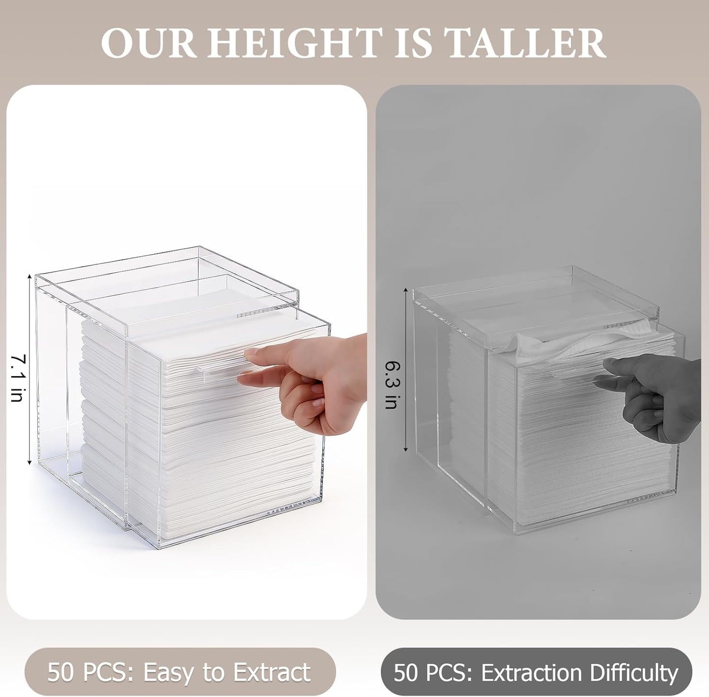 Disposable Face Towels Holder - Acrylic Storage Box for Clean Skin Club Towelettes | XL Bathroom Counter Organizer, Clear